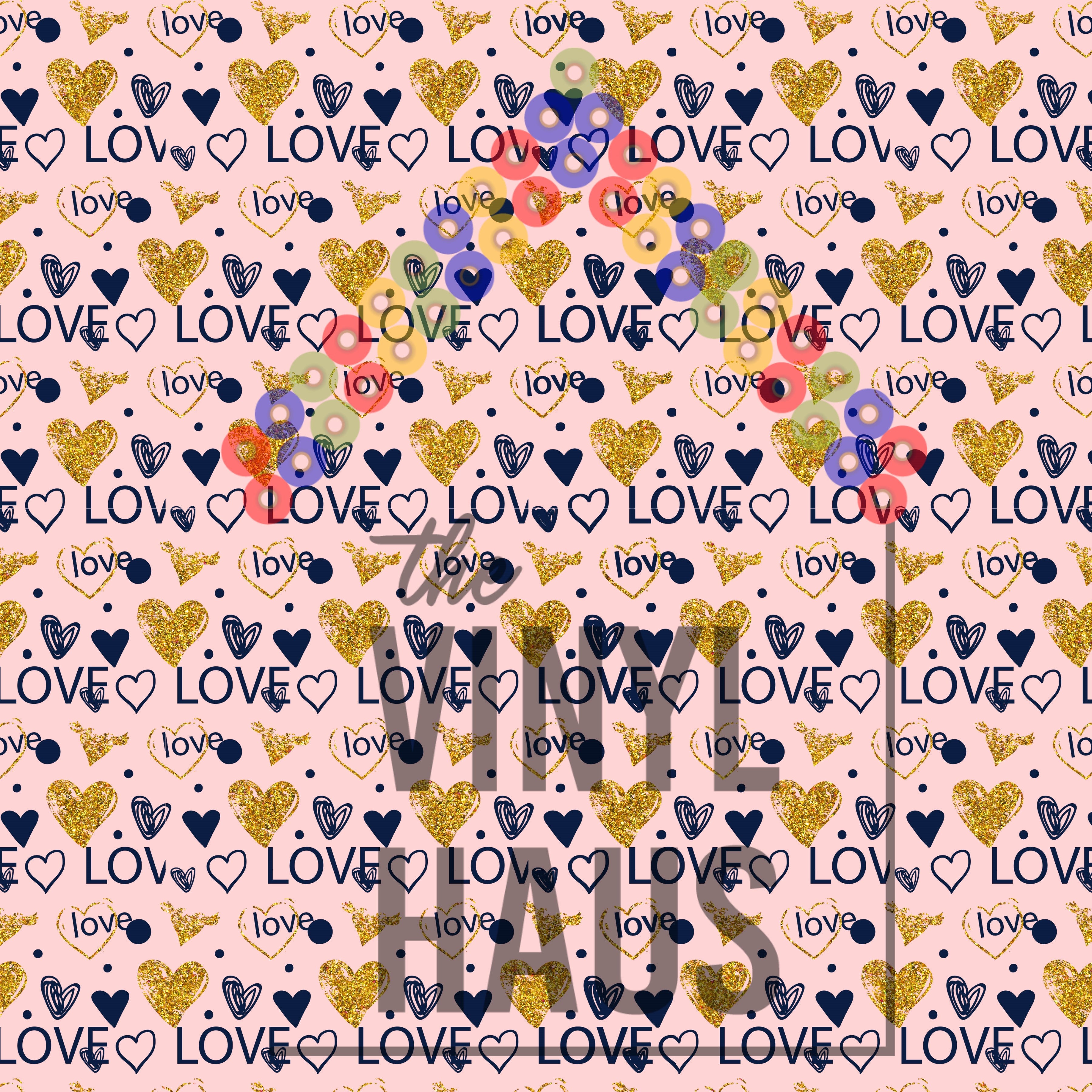 Valentine Hearts with LOVE Pattern Vinyl 12" x 12" - The Vinyl Haus