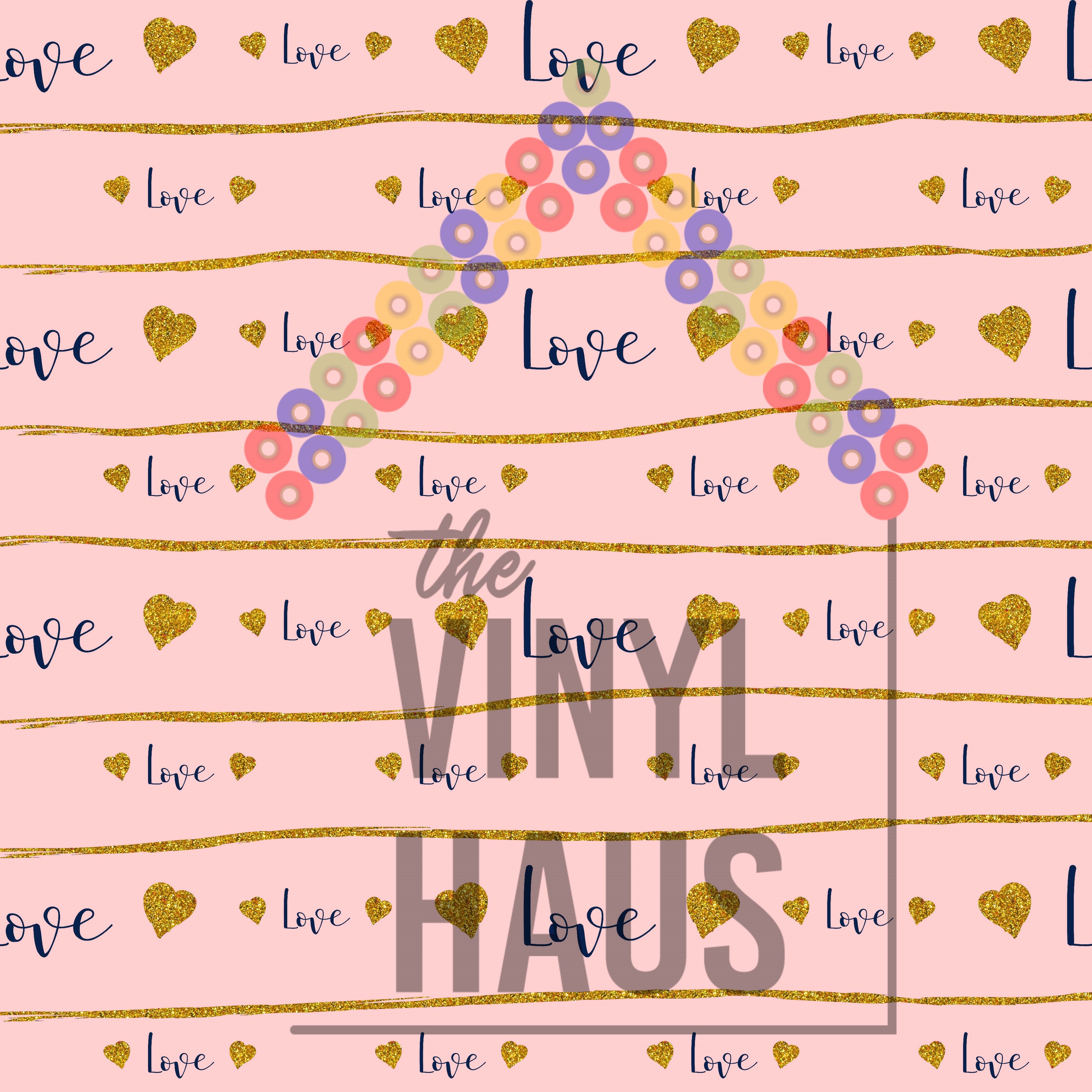 Valentine Hearts with LOVE Pattern Vinyl 12" x 12" - The Vinyl Haus