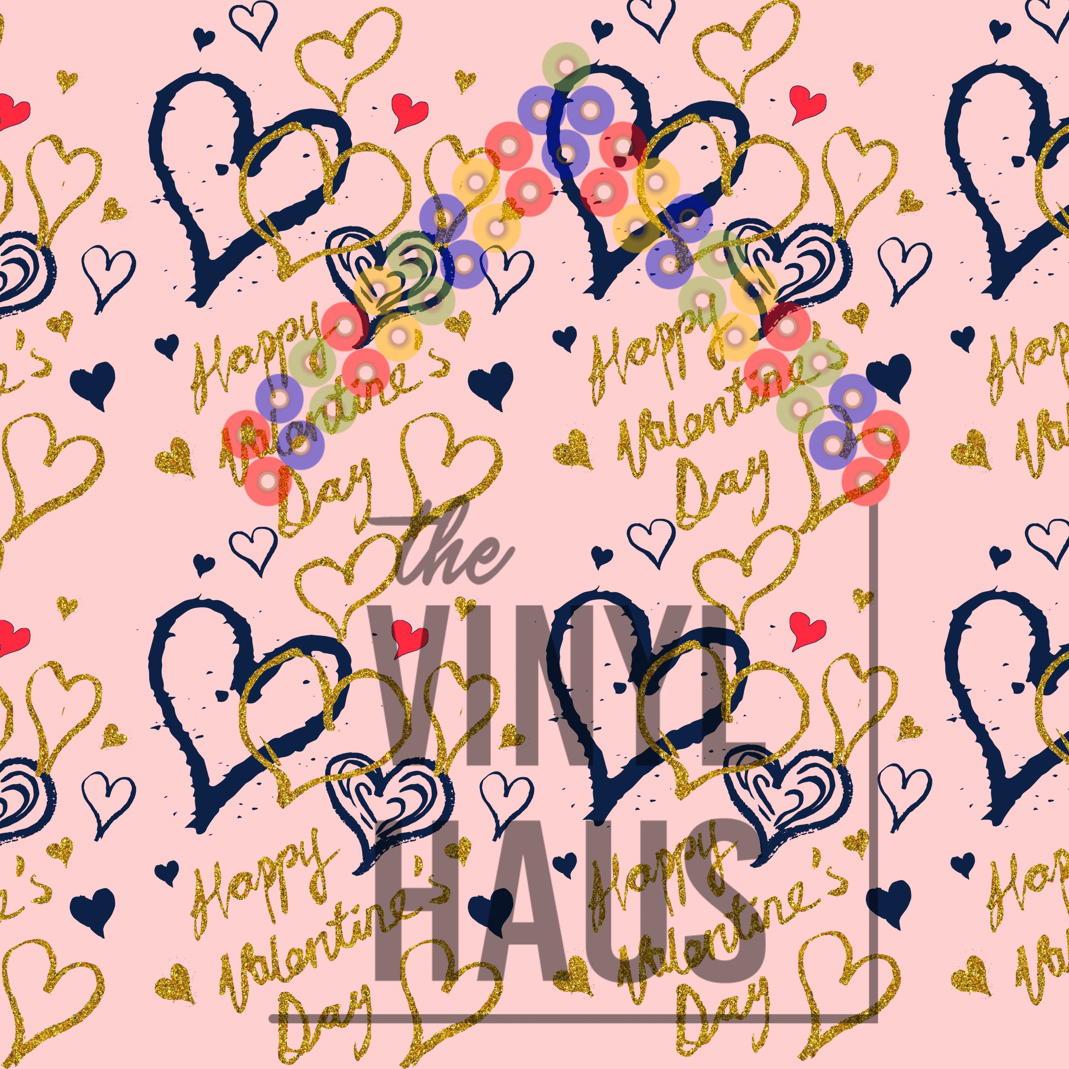 Happy Valentine's Day Hearts Pattern Vinyl 12" x 12" - The Vinyl Haus