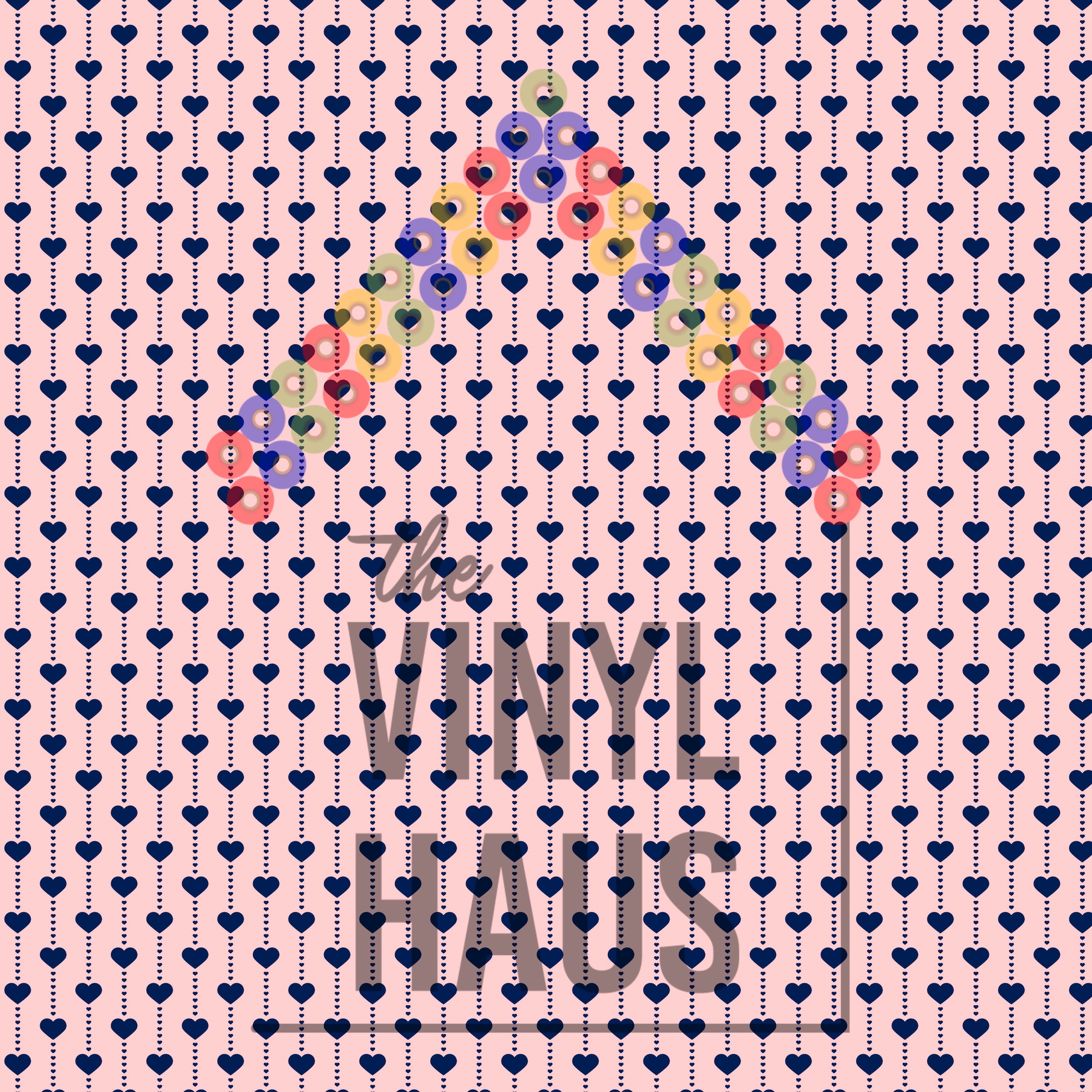 Valentine's Day Blue string Hearts light pink  Background Pattern Vinyl 12" x 12" - The Vinyl Haus