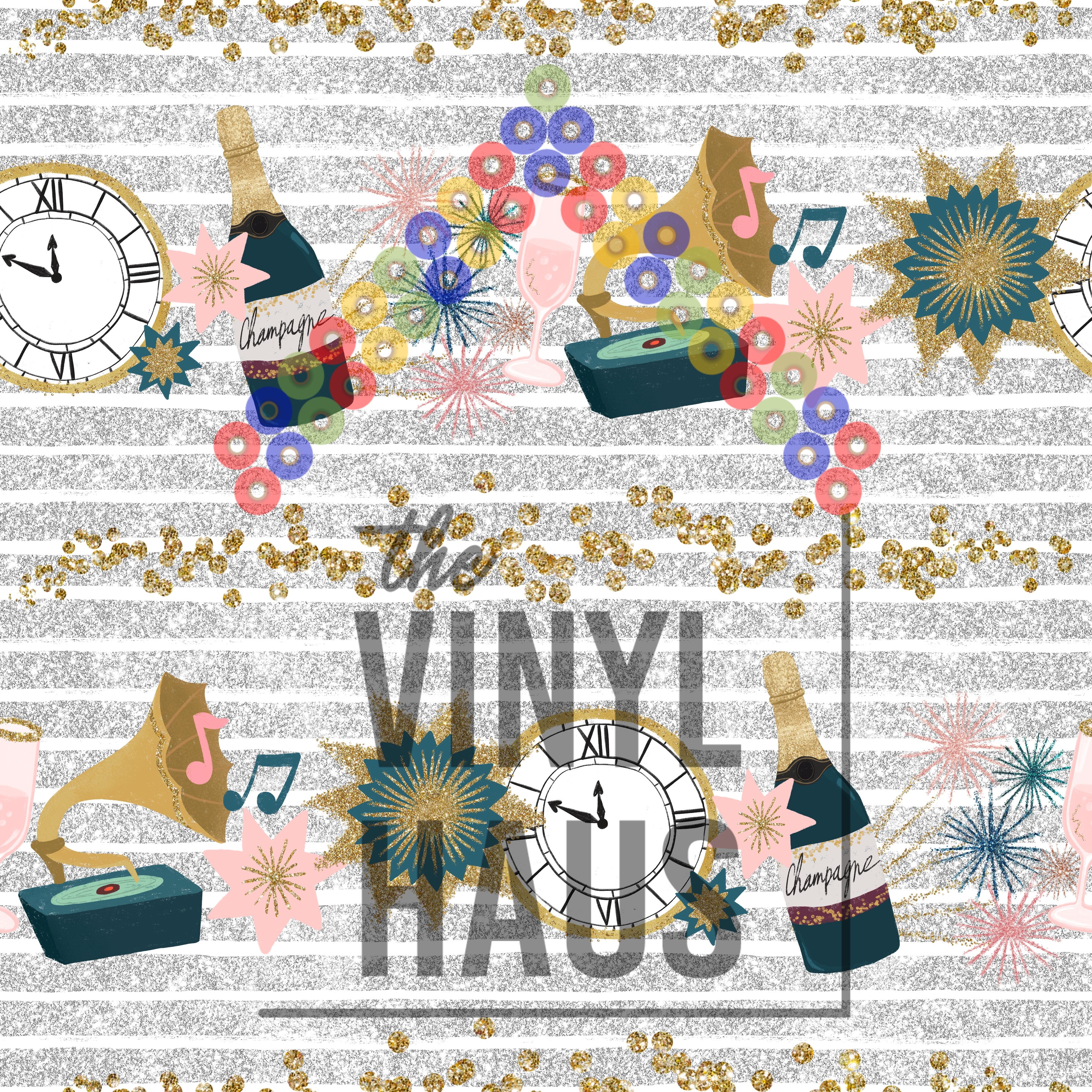 New Year Fun Pattern Vinyl 12" x 12" - The Vinyl Haus