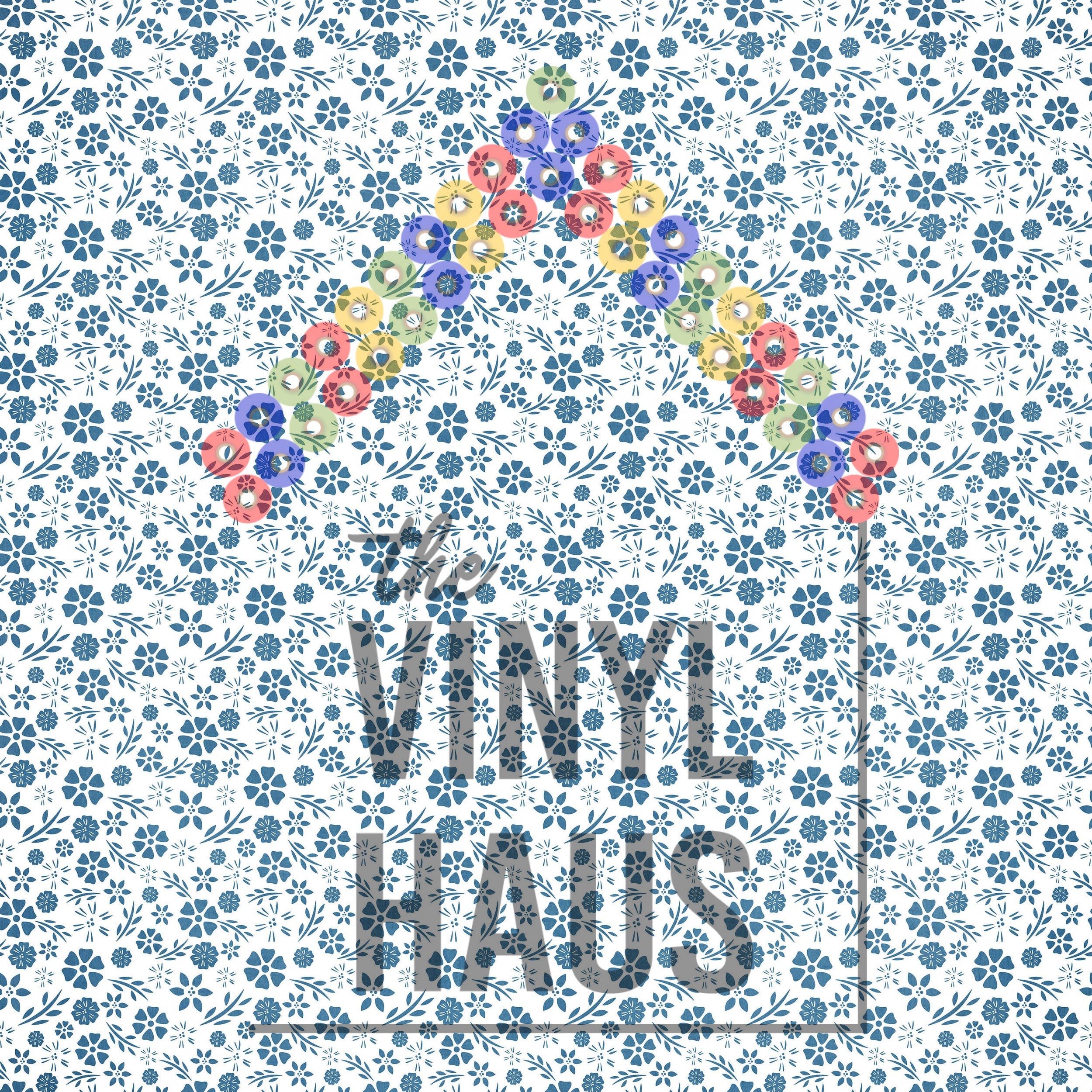 Blue Floral Pattern Vinyl 12" x 12" - The Vinyl Haus