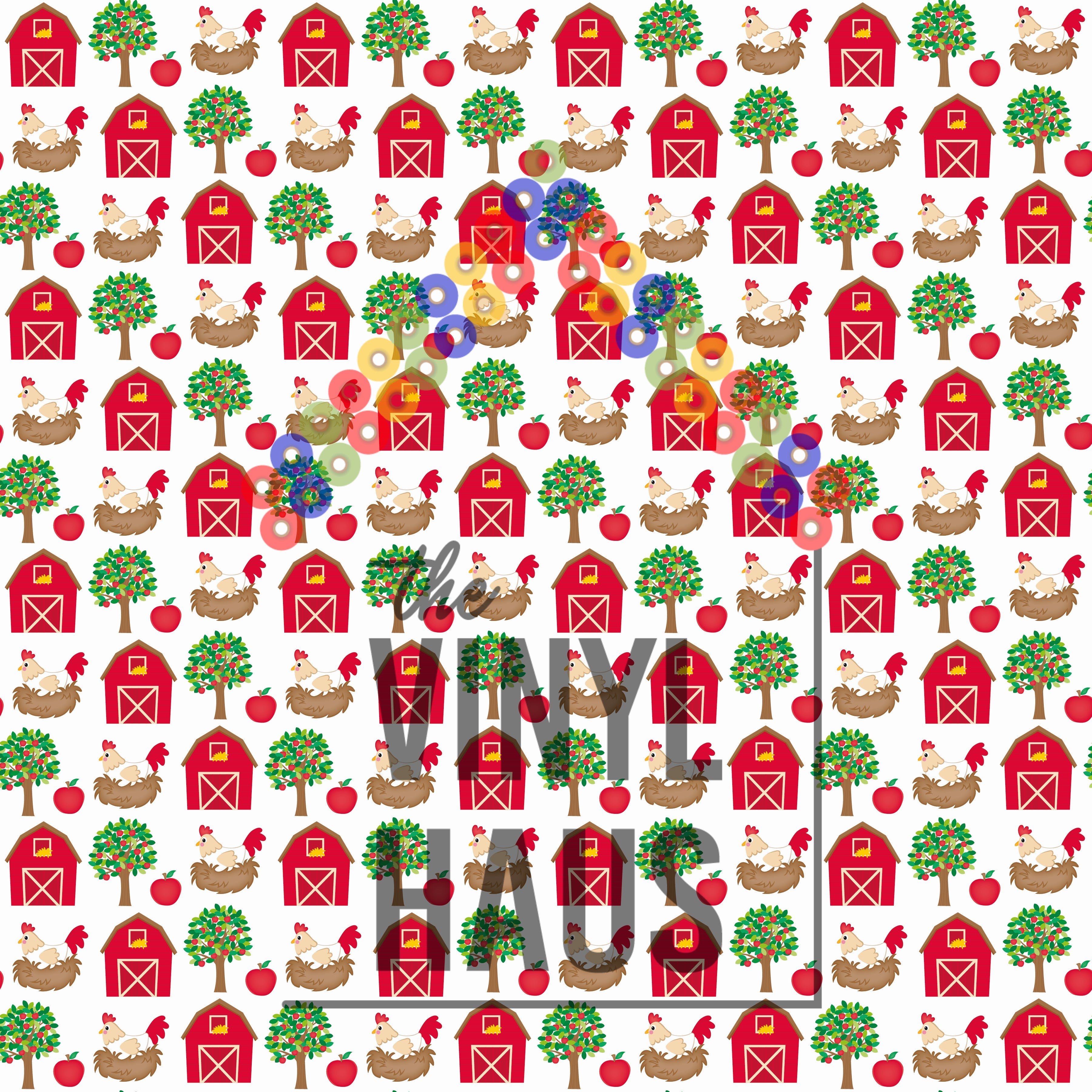 Red Barn House Pattern Vinyl 12" x 12" - The Vinyl Haus