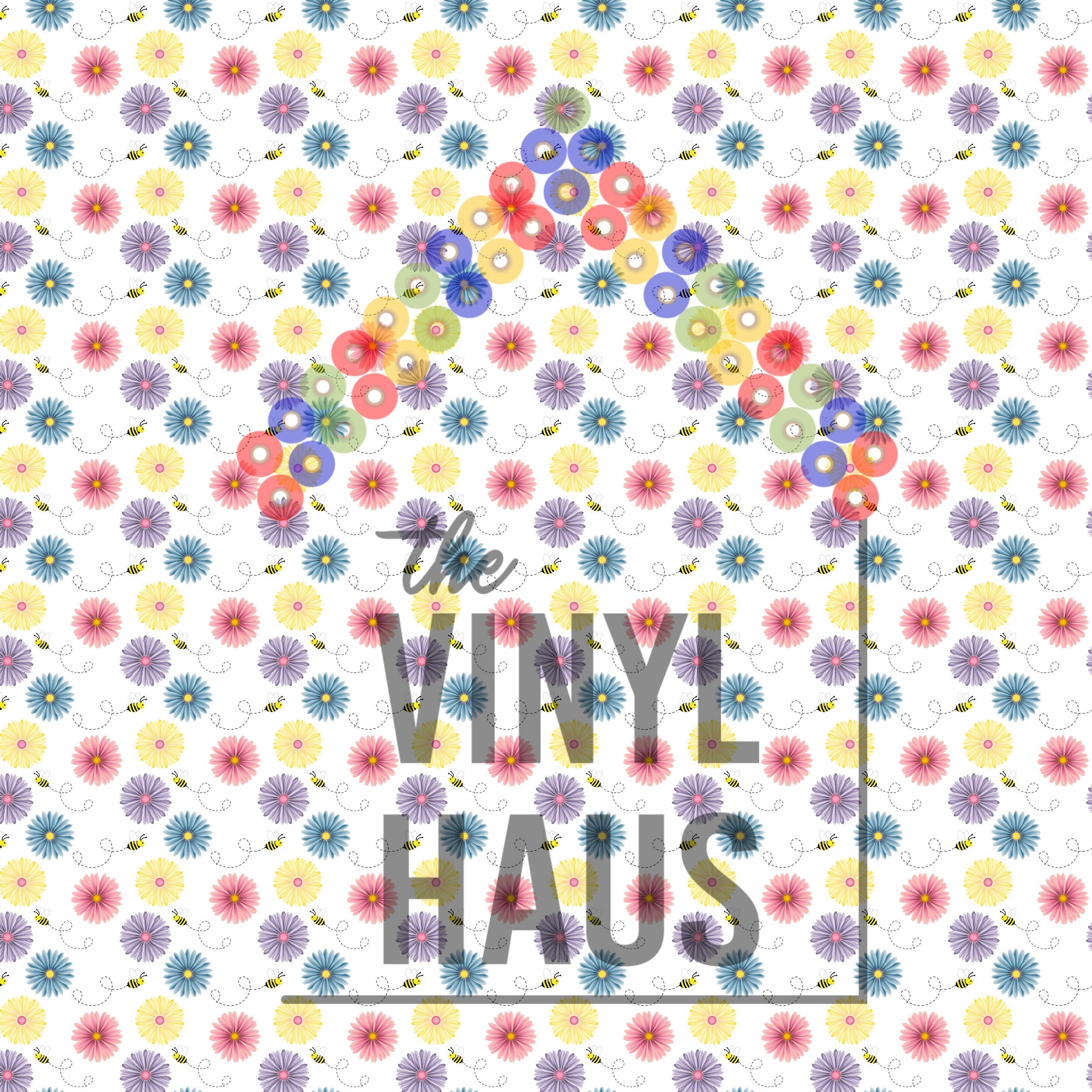 Bees And Flowers Pattern Vinyl 12" x 12" - The Vinyl Haus