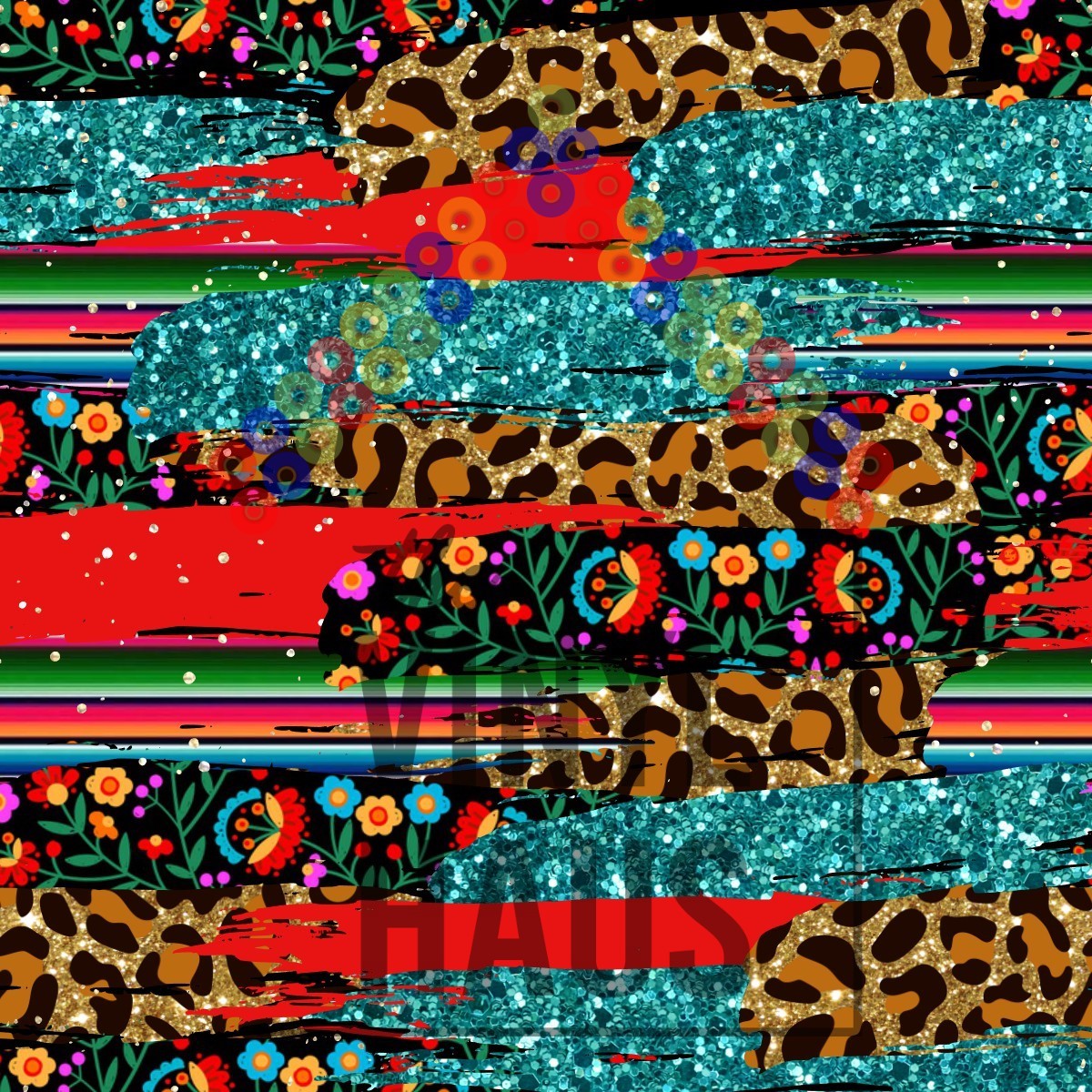 Cheetah, Floral, Serape Brushstroke Pattern Vinyl 12" x 12" - The Vinyl Haus