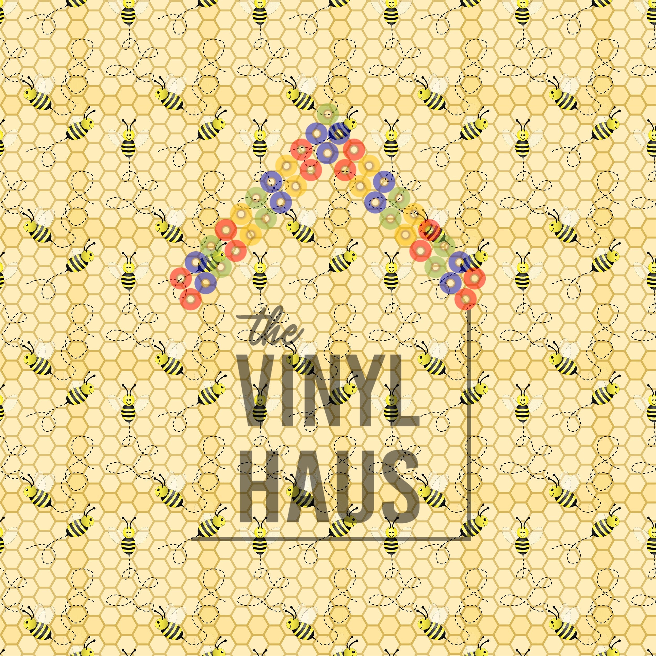 Bees on Honeycomb Pattern Vinyl 12" x 12" - The Vinyl Haus