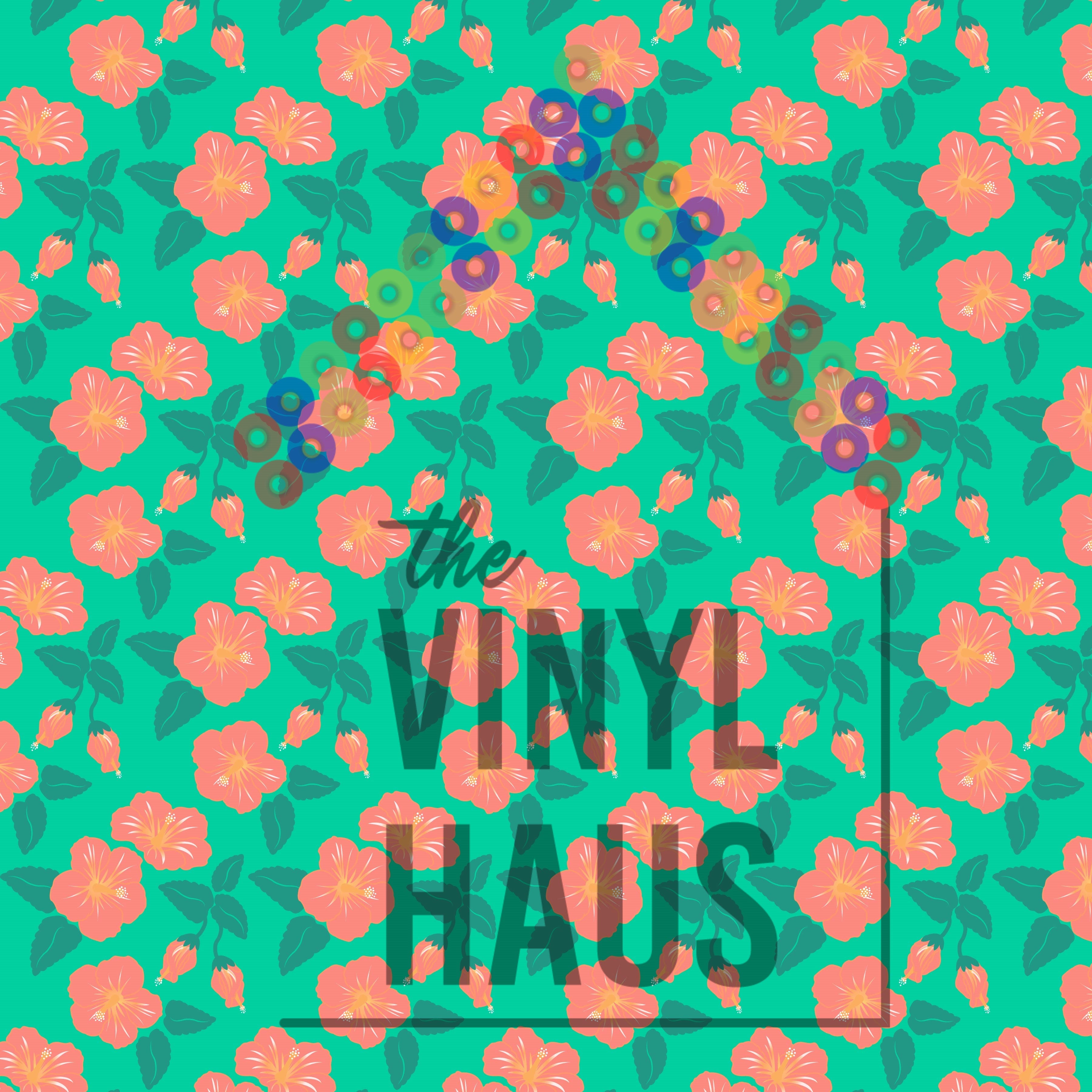Floral With Green background Pattern Vinyl 12" x 12" - The Vinyl Haus