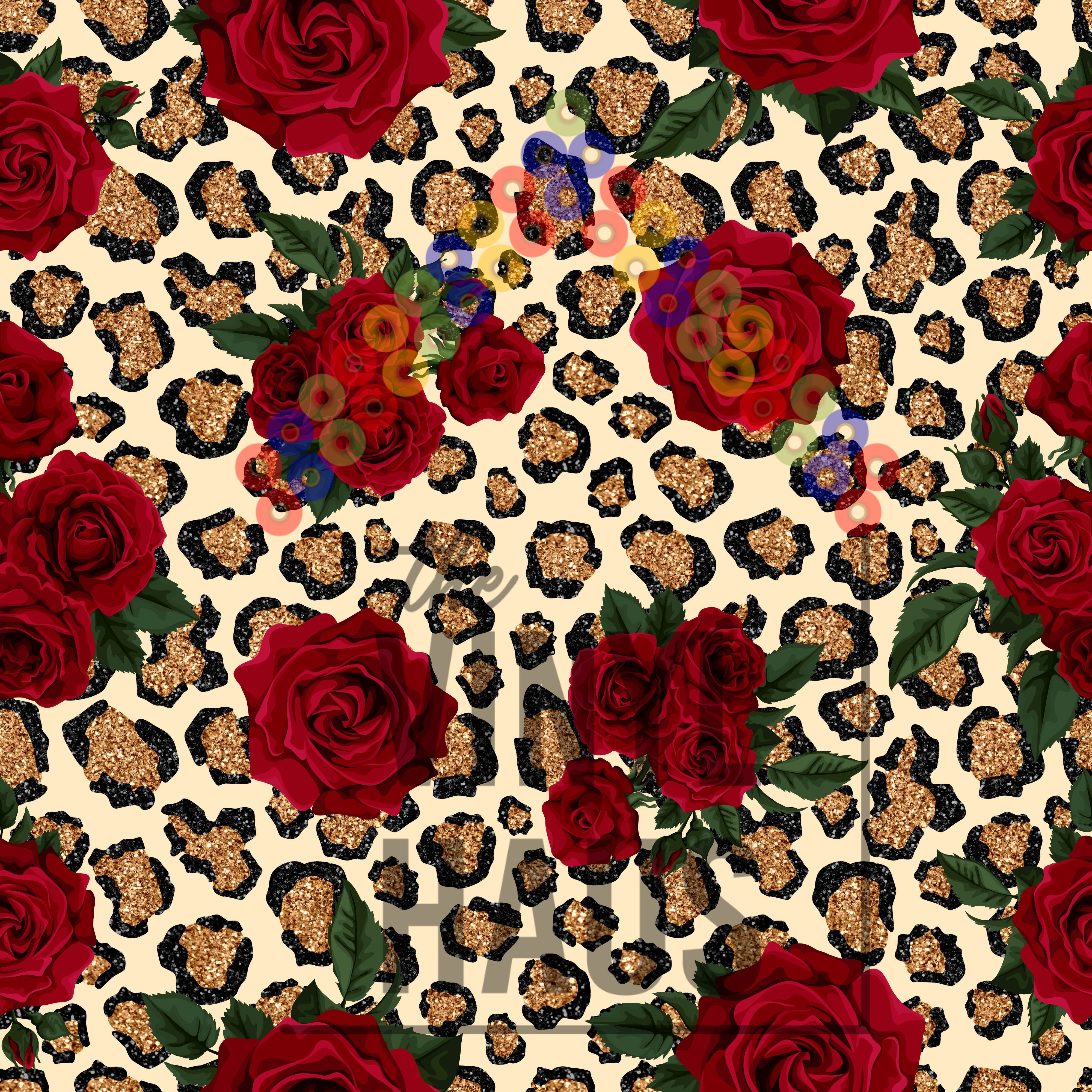 Cheetah with Roses Pattern Vinyl 12" x 12" - The Vinyl Haus