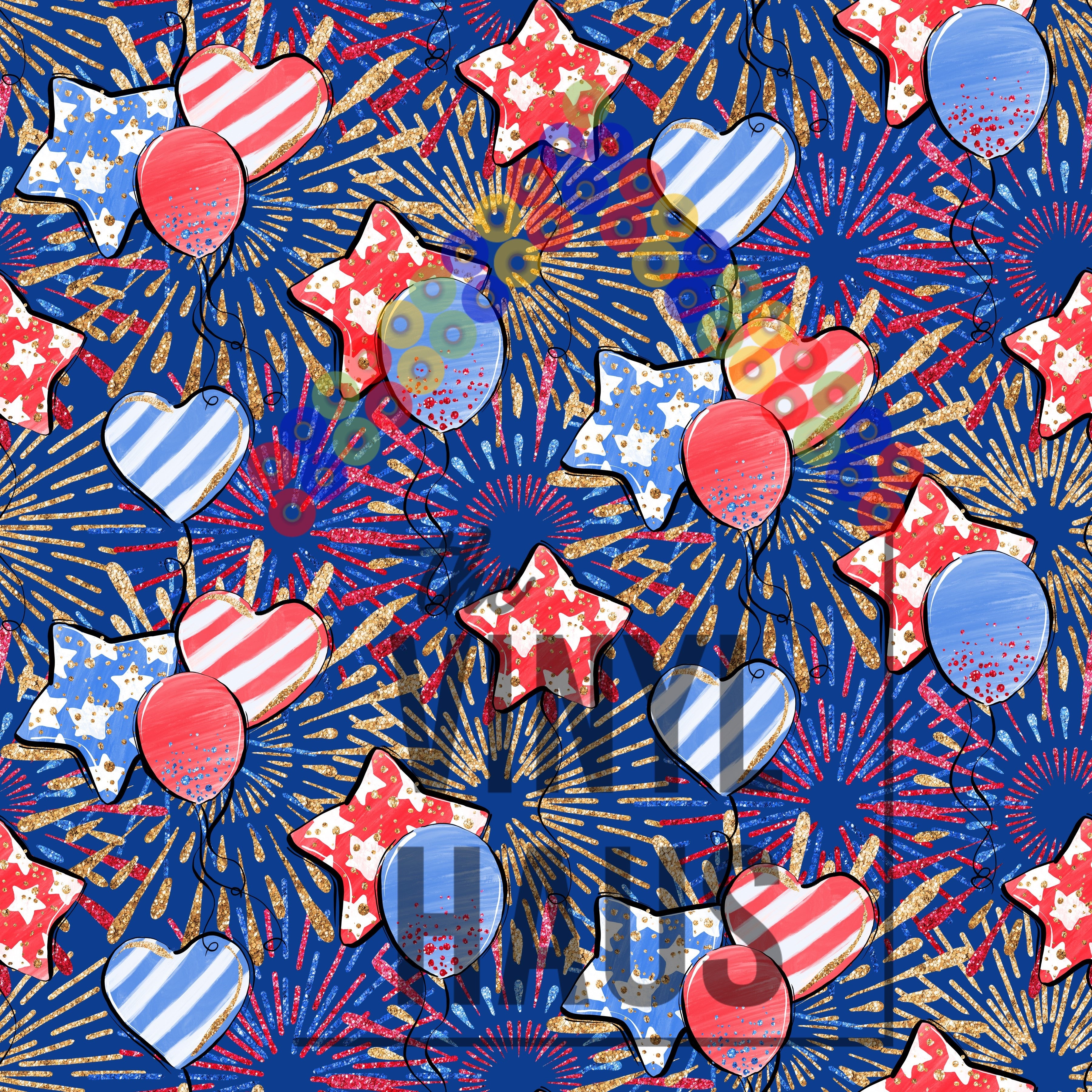 4th of July Balloon Fireworks Pattern Vinyl 12" x 12" - The Vinyl Haus
