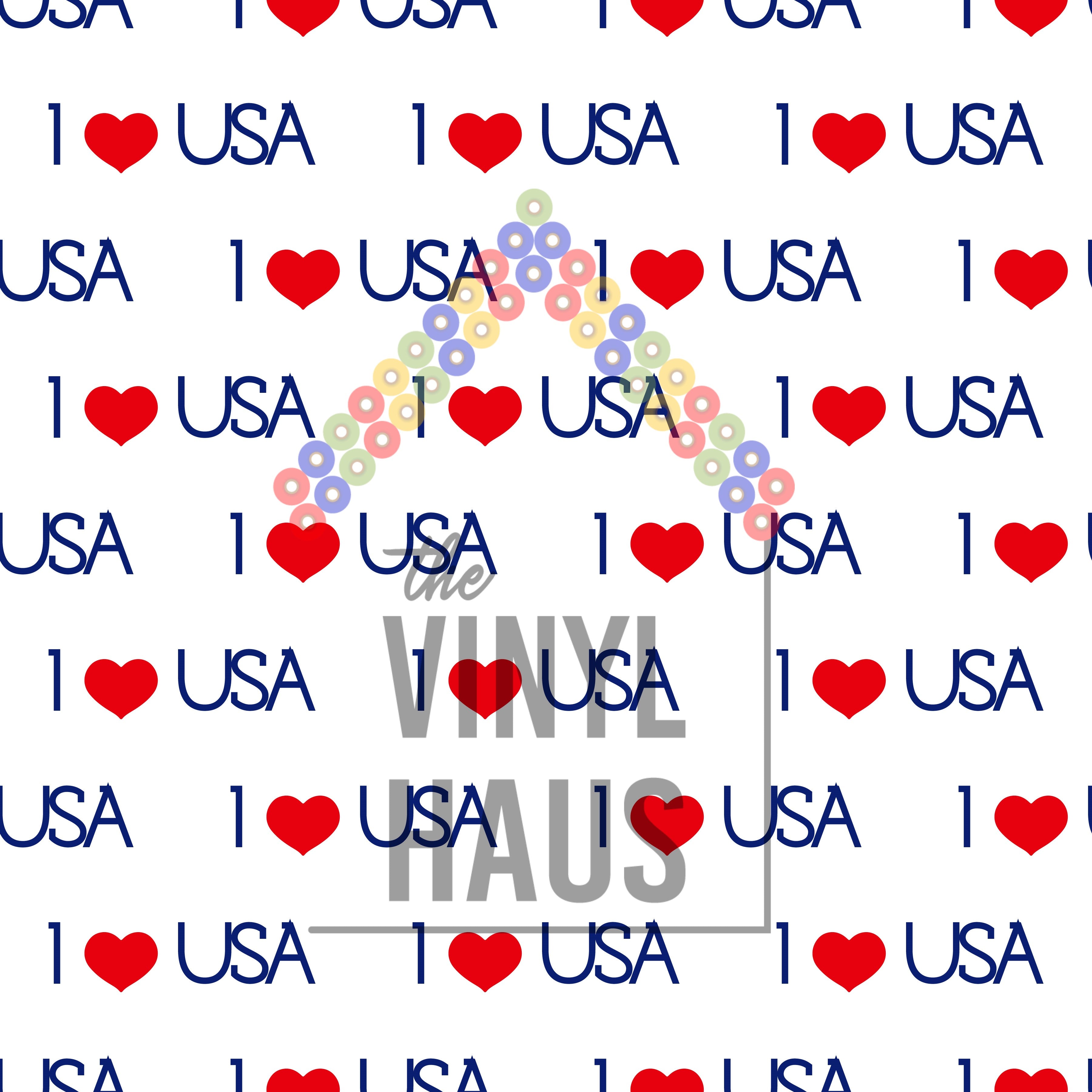 I Love USA White Background Pattern Vinyl 12" x 12" - The Vinyl Haus