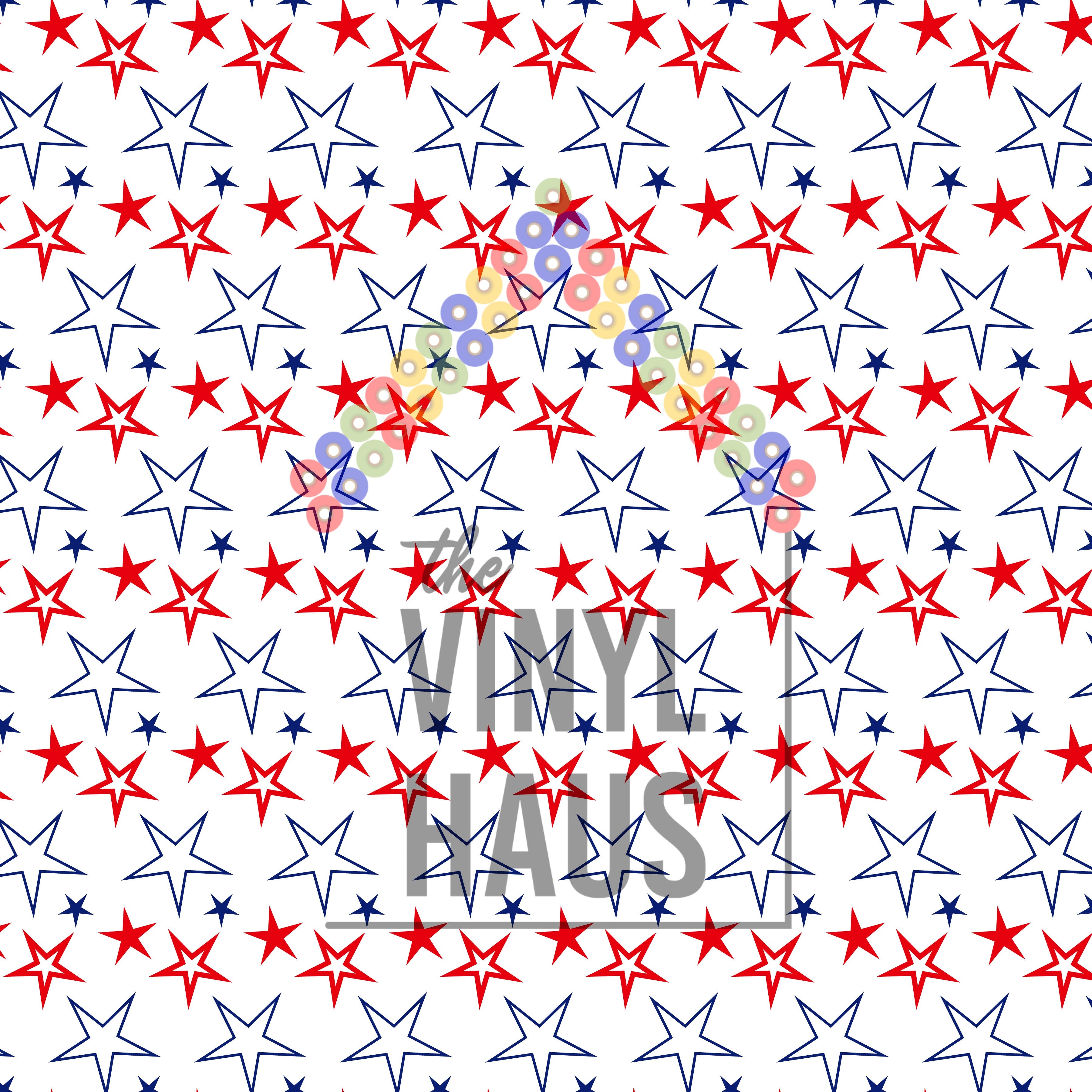 Red White and Blue Stars Pattern Vinyl 12" x 12" - The Vinyl Haus
