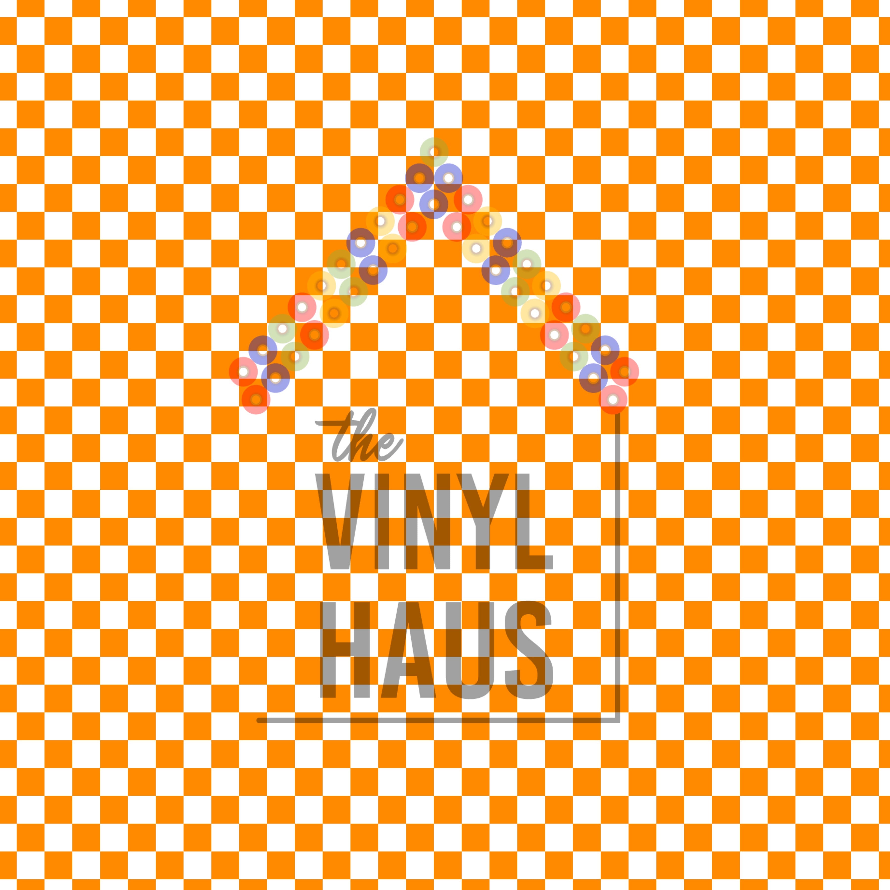Orange and White Checkered Pattern Vinyl 12" x 12" - The Vinyl Haus