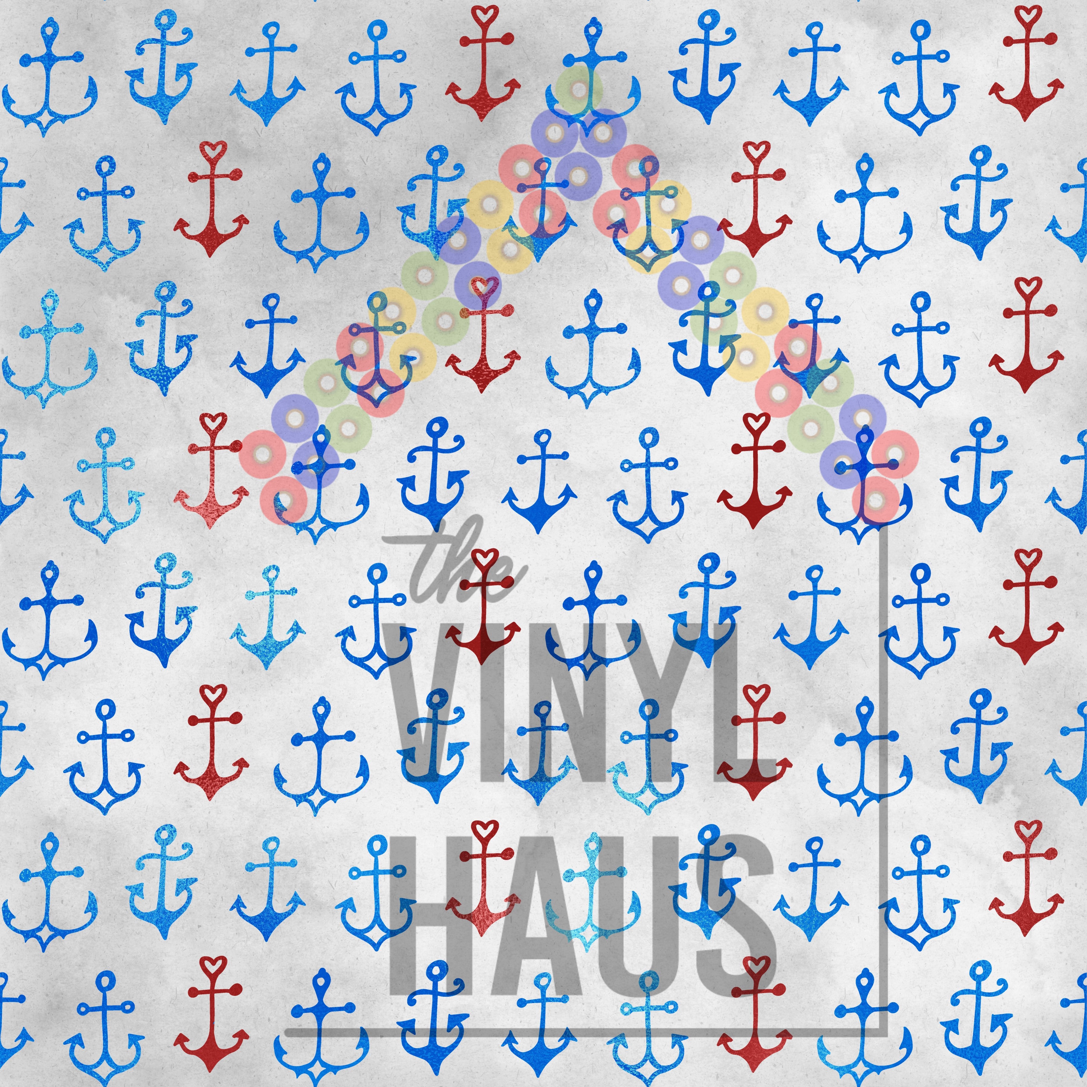 Red, White and Blue Anchors Pattern Vinyl 12" x 12" - The Vinyl Haus