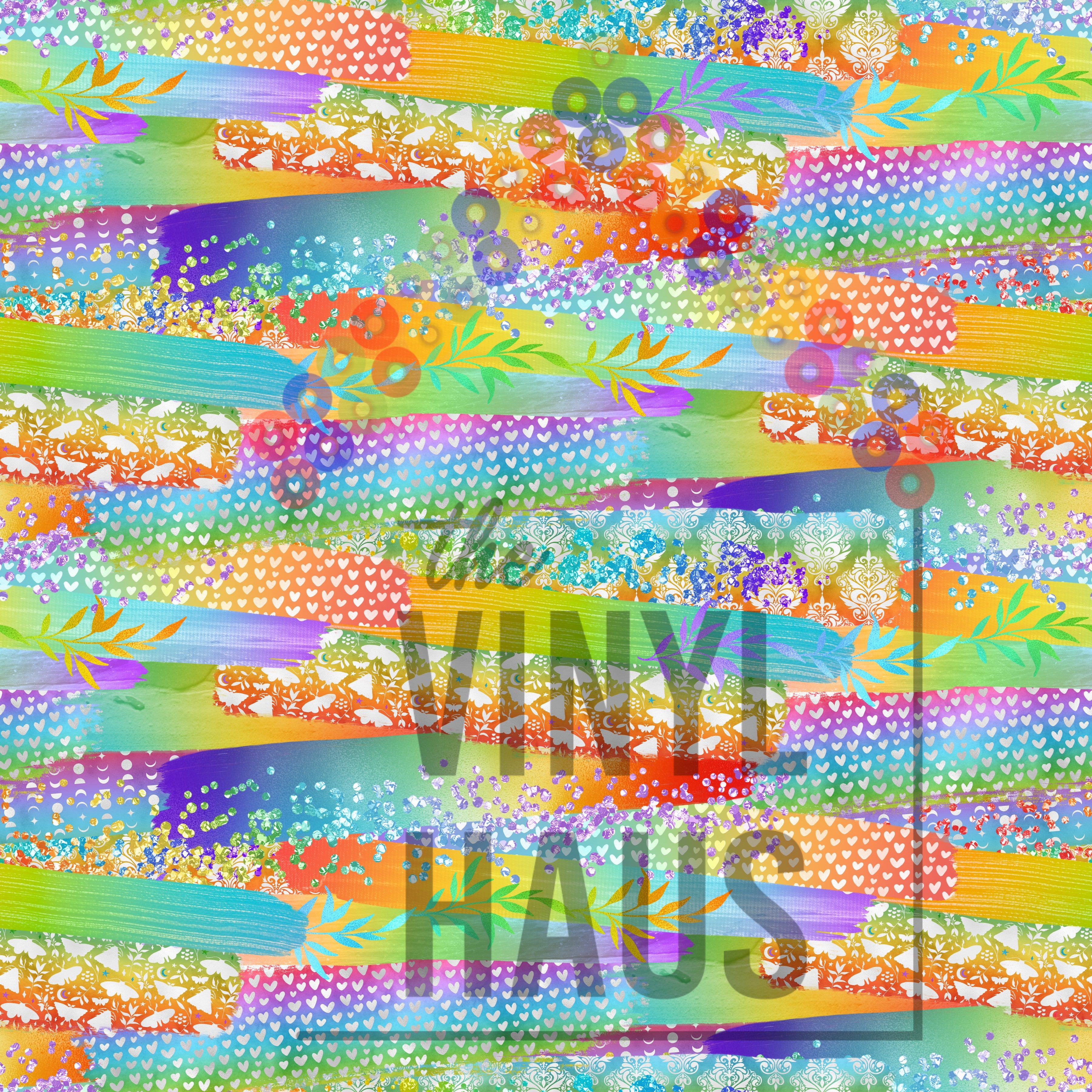 Rainbow PRIDE Brushstrokes Pattern Vinyl 12" x 12" - The Vinyl Haus