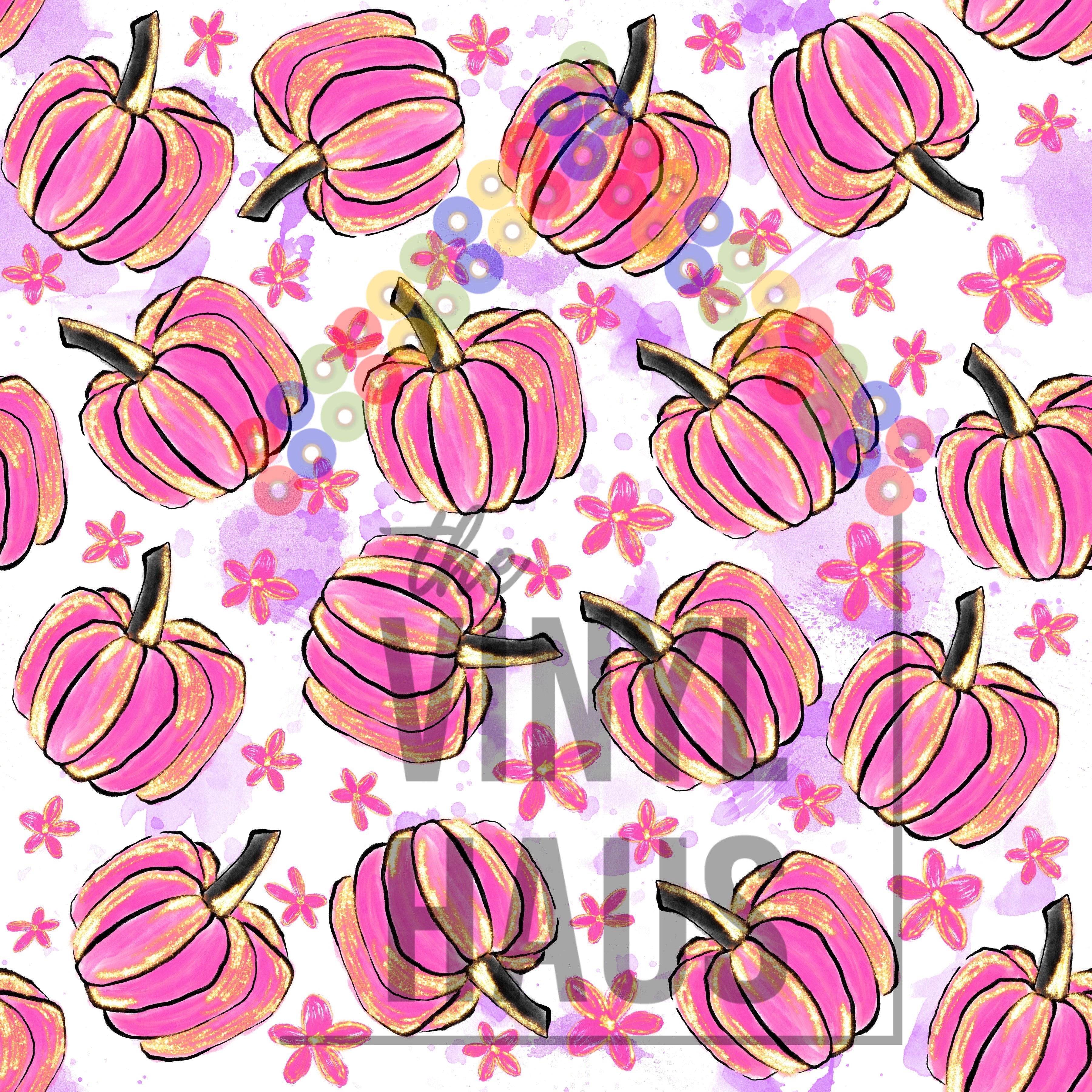 Pink Pumpkins Fall/Breast Cancer Pattern Vinyl 12" x 12" - The Vinyl Haus
