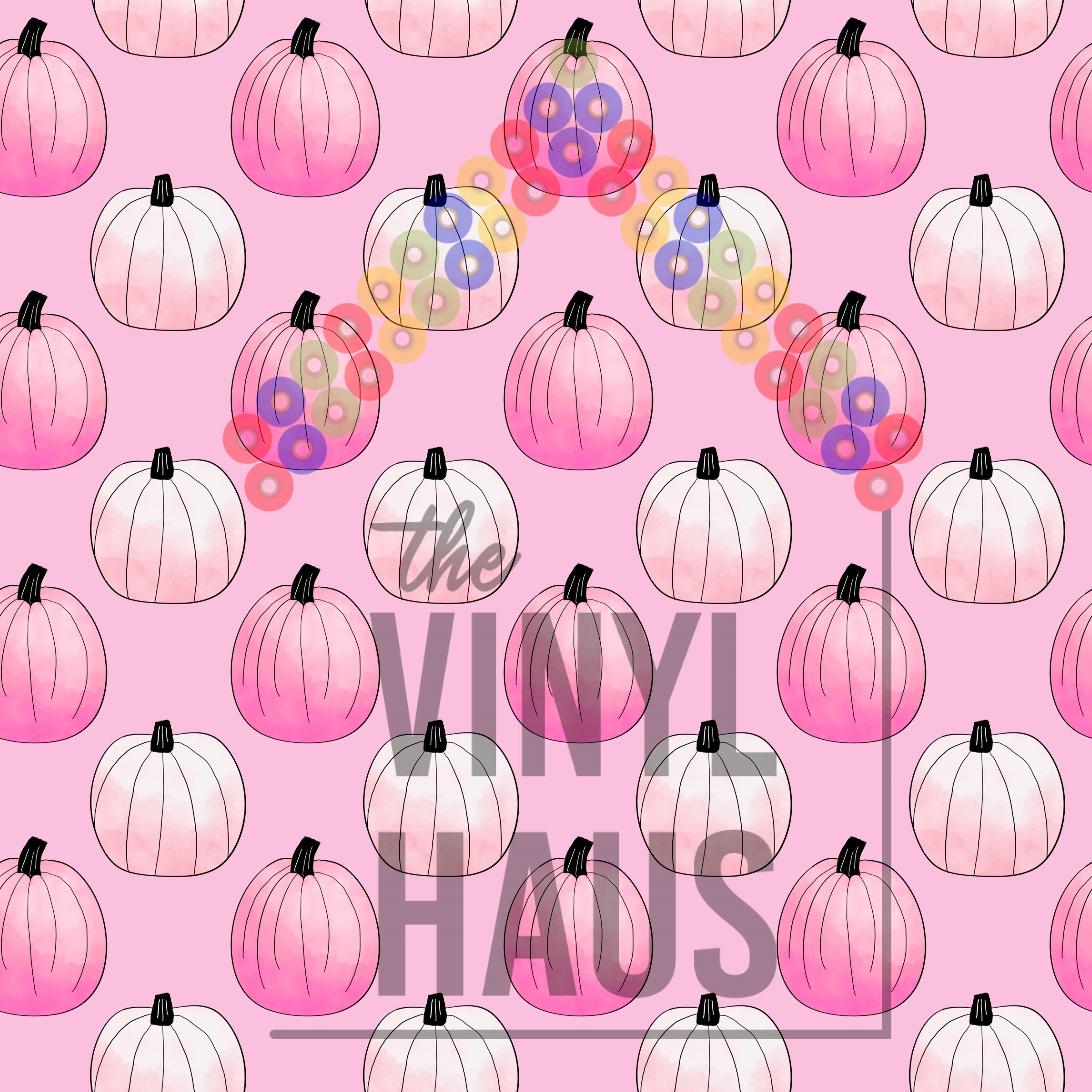 October, Breast Cancer Pink Pumpkins Pink Background Pattern Vinyl 12" x 12" - The Vinyl Haus