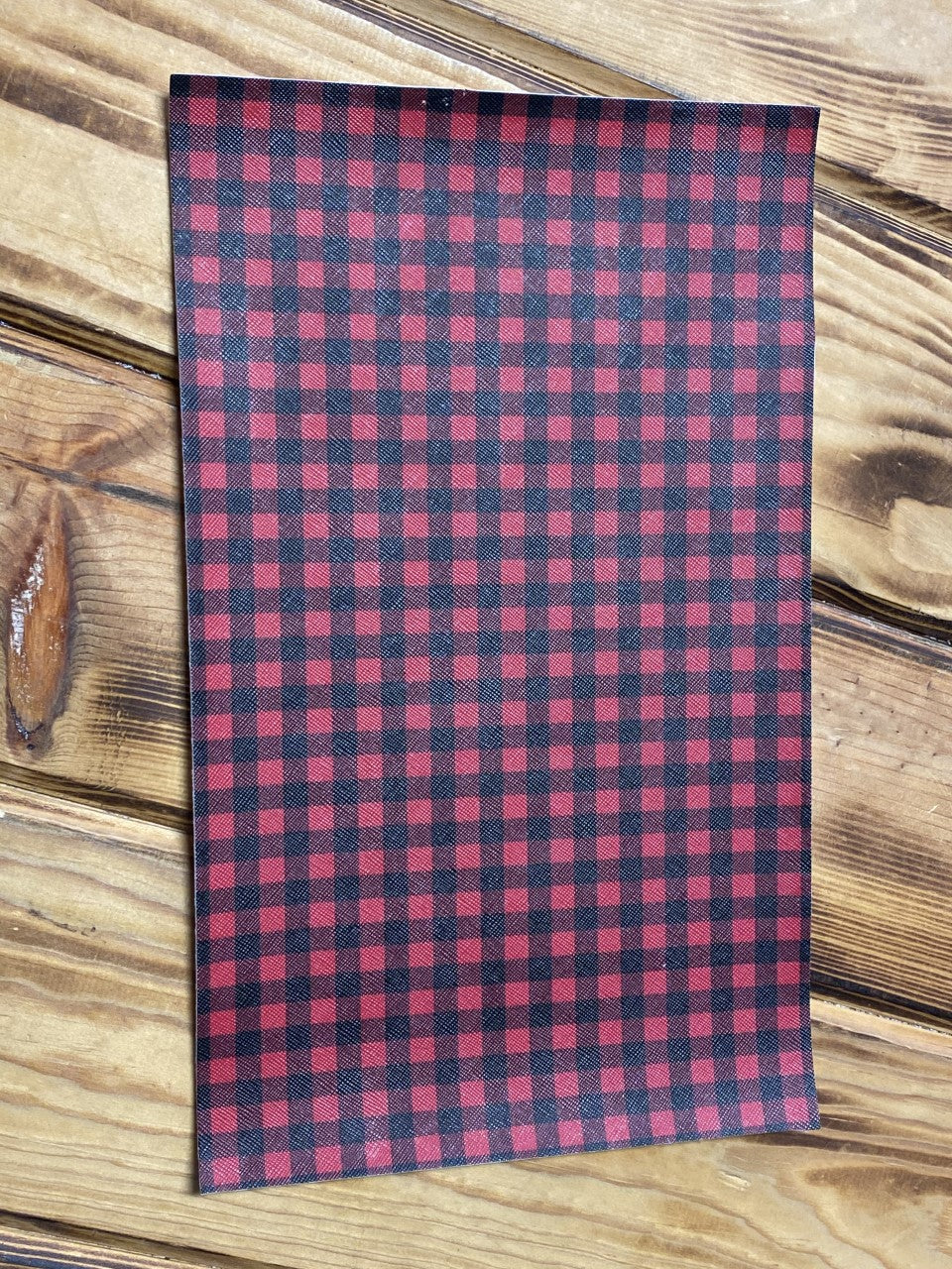 Faux Leather Sheet Red Buffalo Plaid Pattern 8" x 12" - Heat Transfer Haus