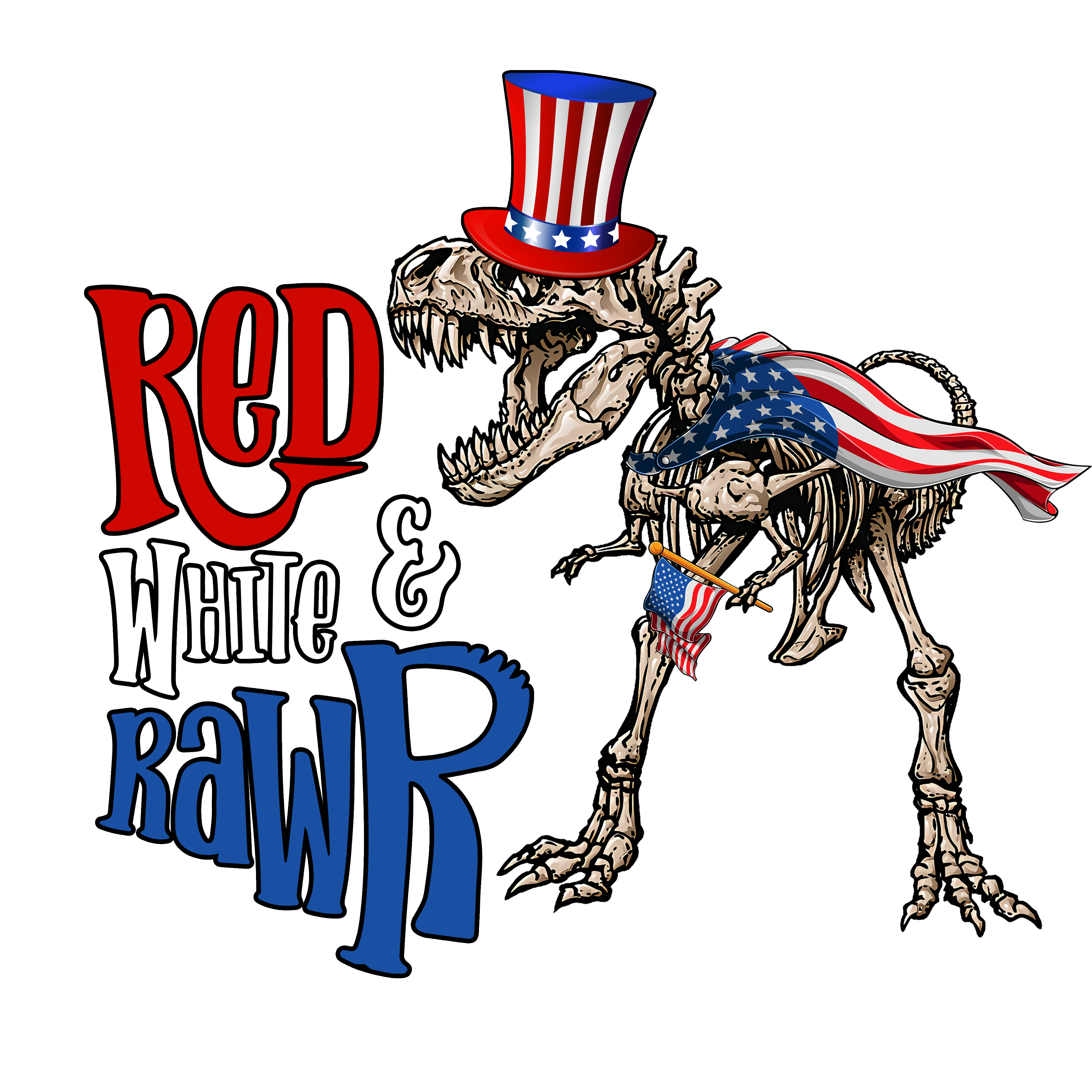 Sublimation Prints - Red White and Rawr Dinosaur - The Vinyl Haus