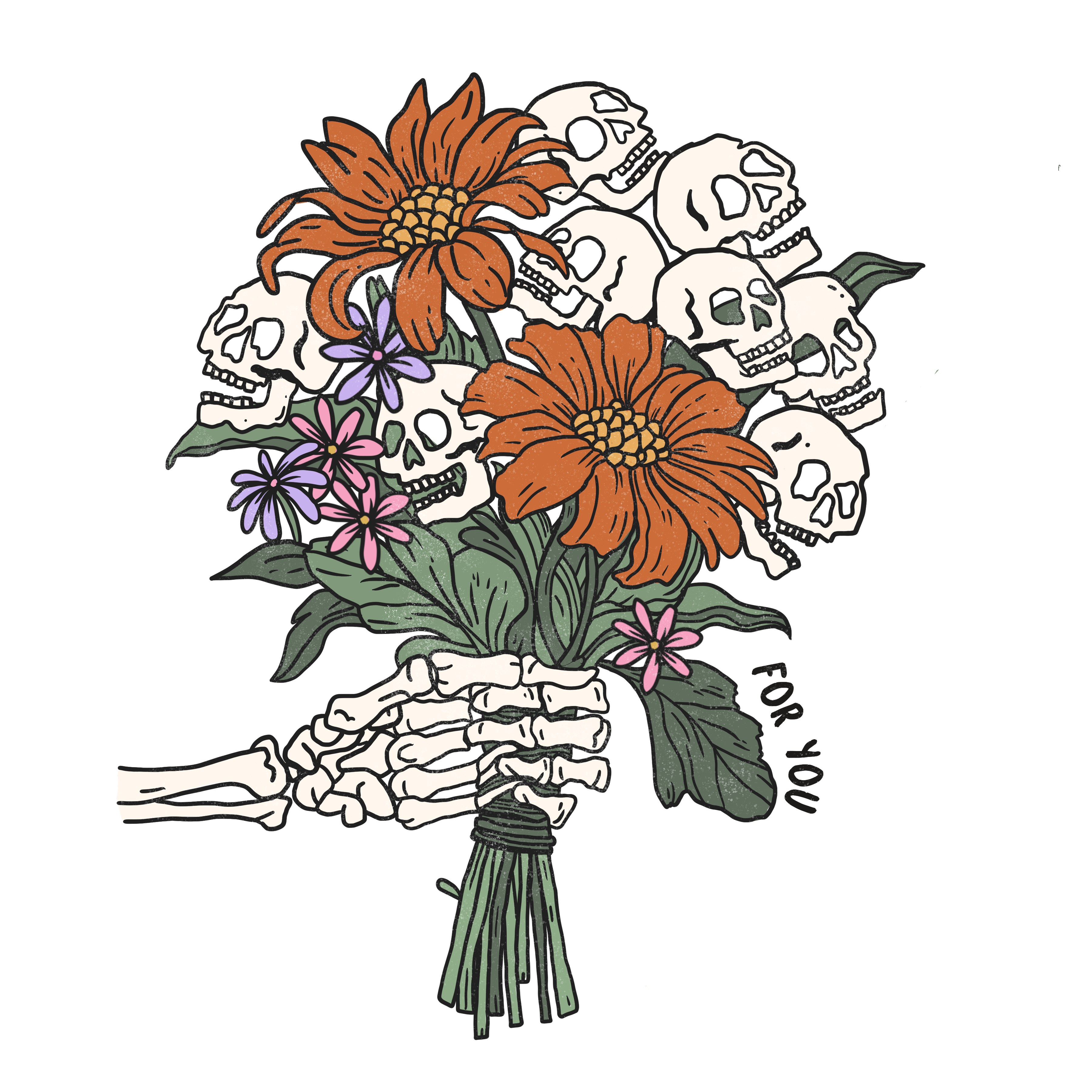 Sublimation Prints - Skeleton Hand With Flowers - The Vinyl Haus