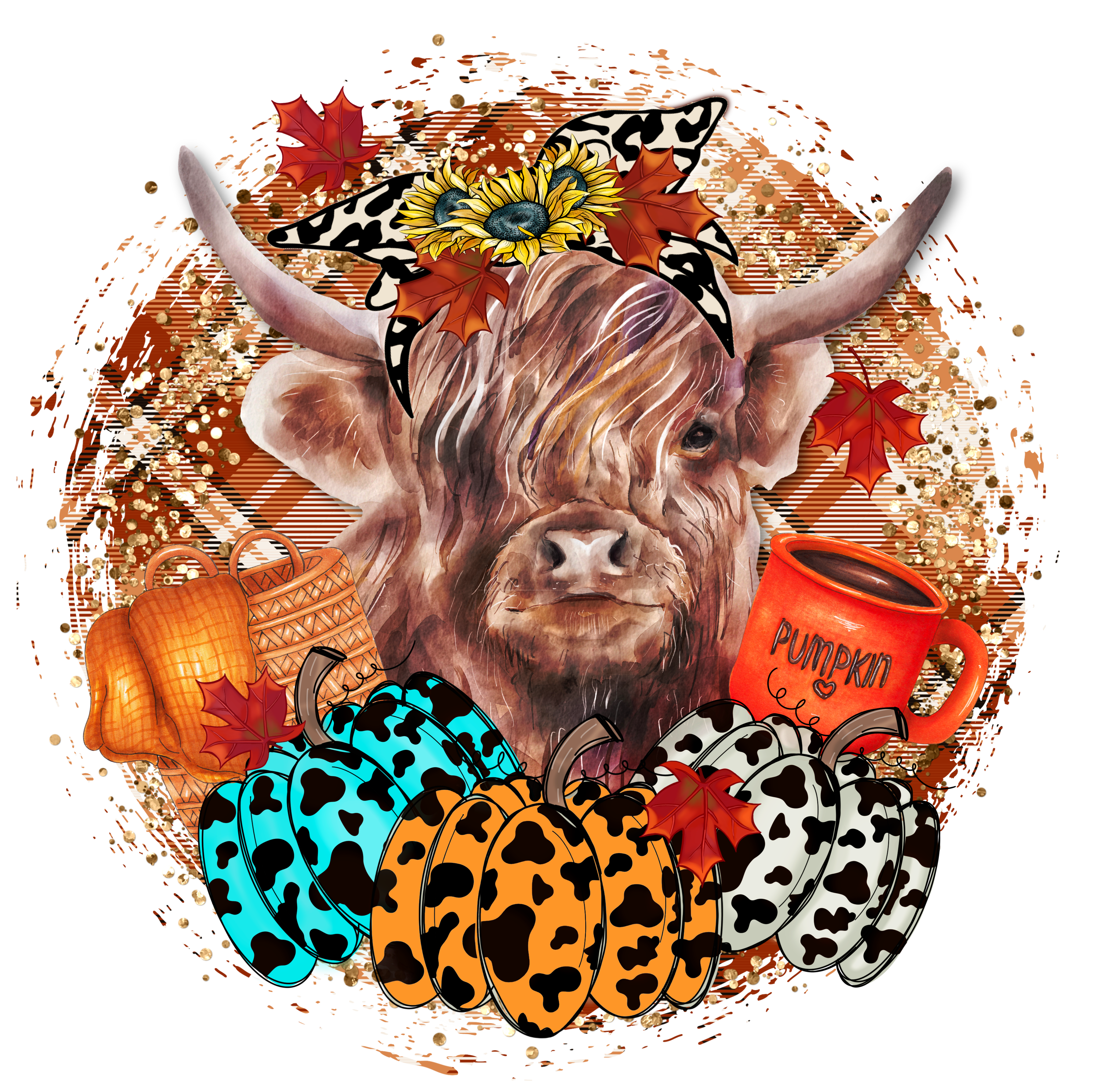 Sublimation Prints - Fall Highland Cow - The Vinyl Haus