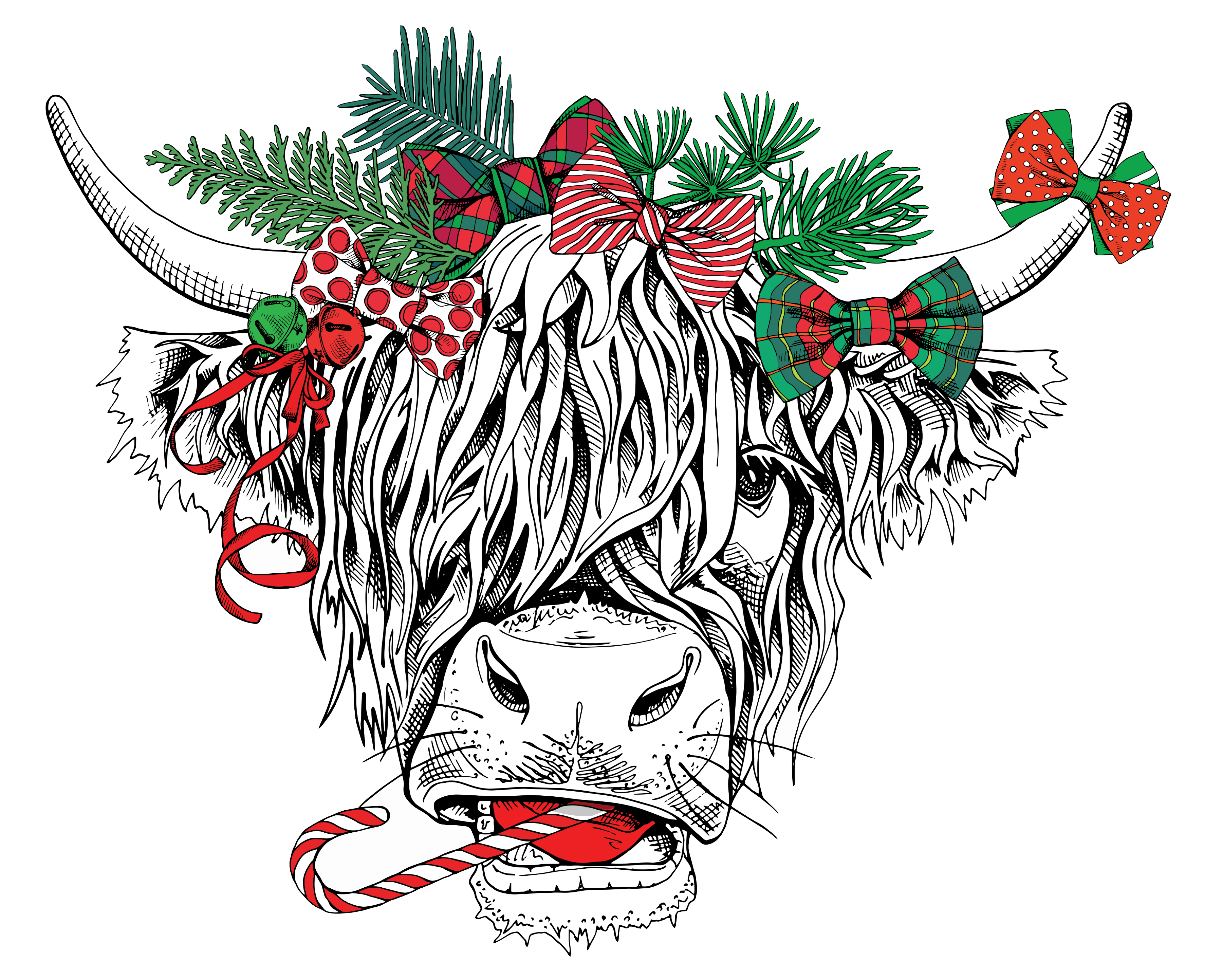 Sublimation Prints - Christmas Highland Cow - The Vinyl Haus