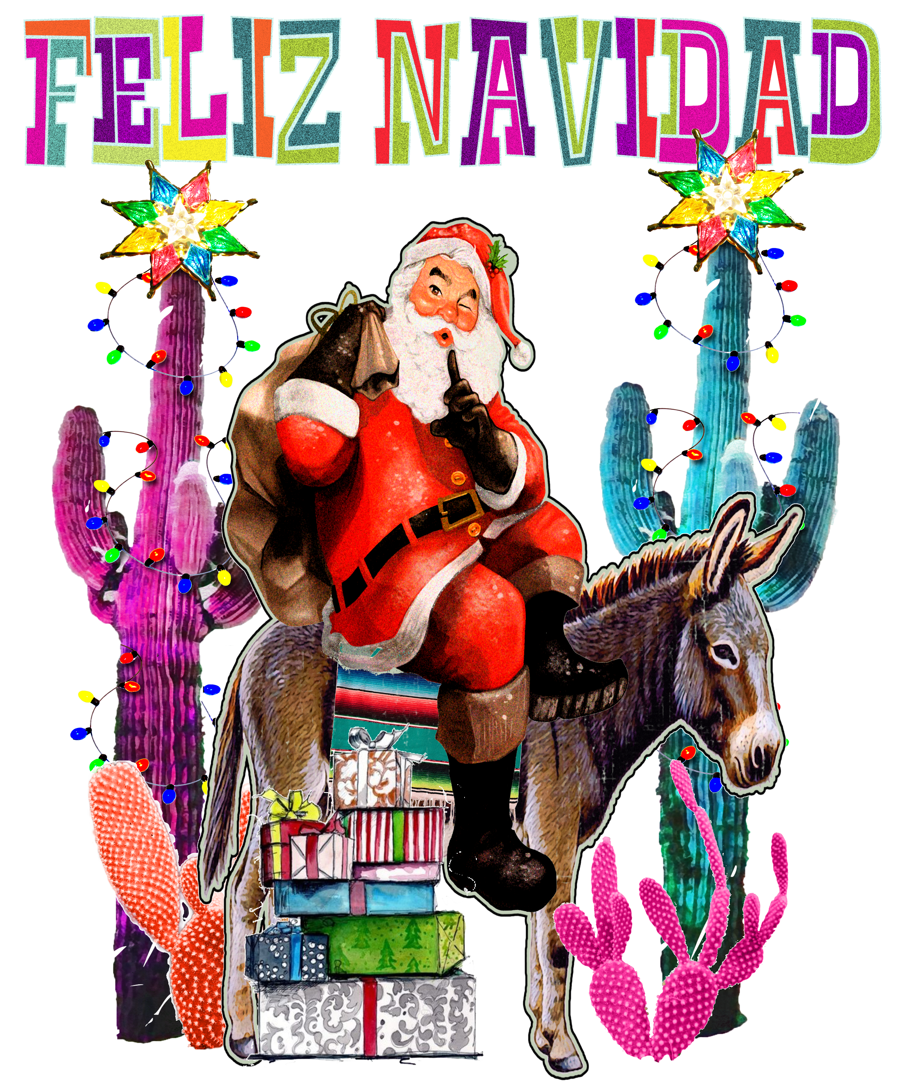 Sublimation Prints - Feliz Navidad Santa on Donkey - The Vinyl Haus