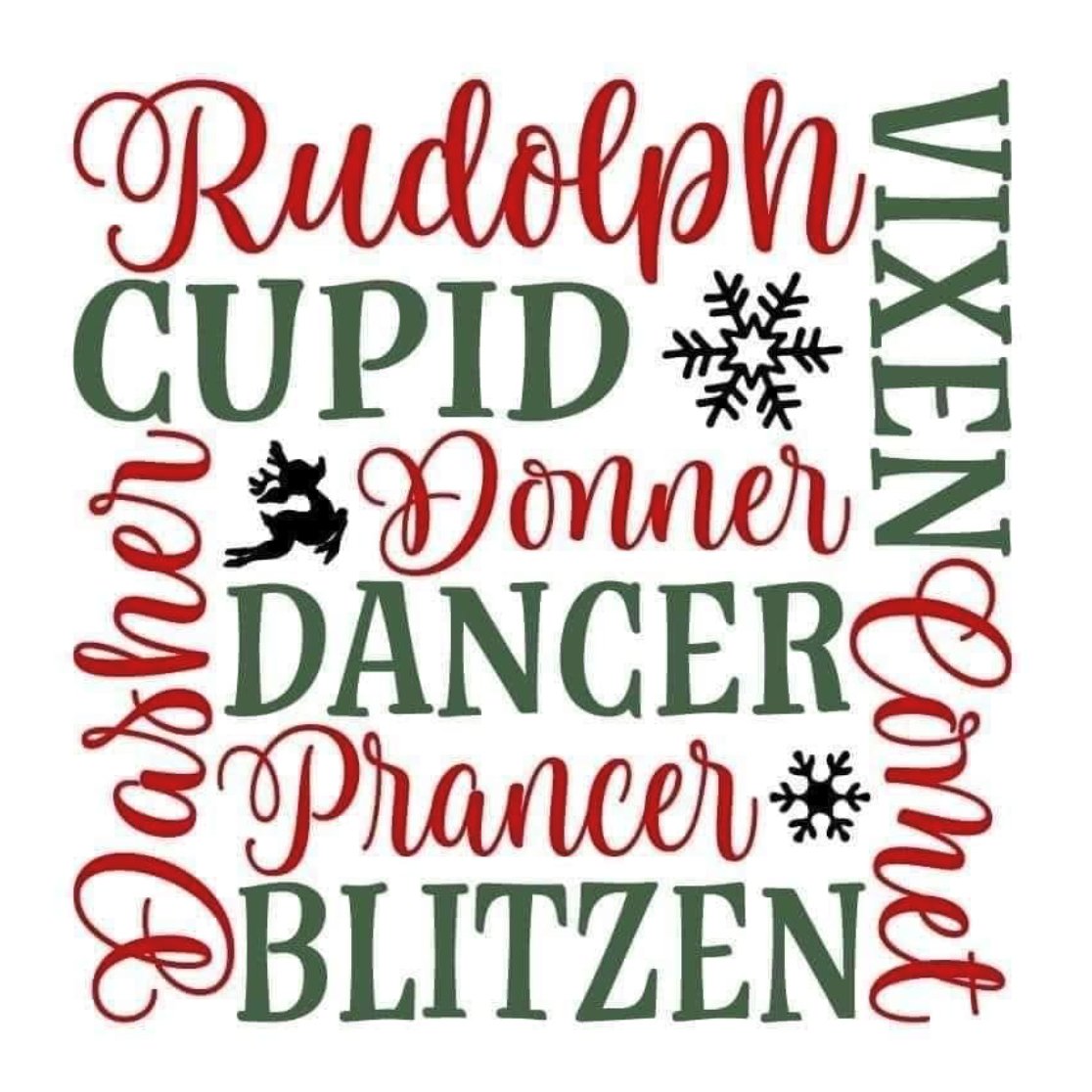 Sublimation Prints - Reindeer Names - The Vinyl Haus