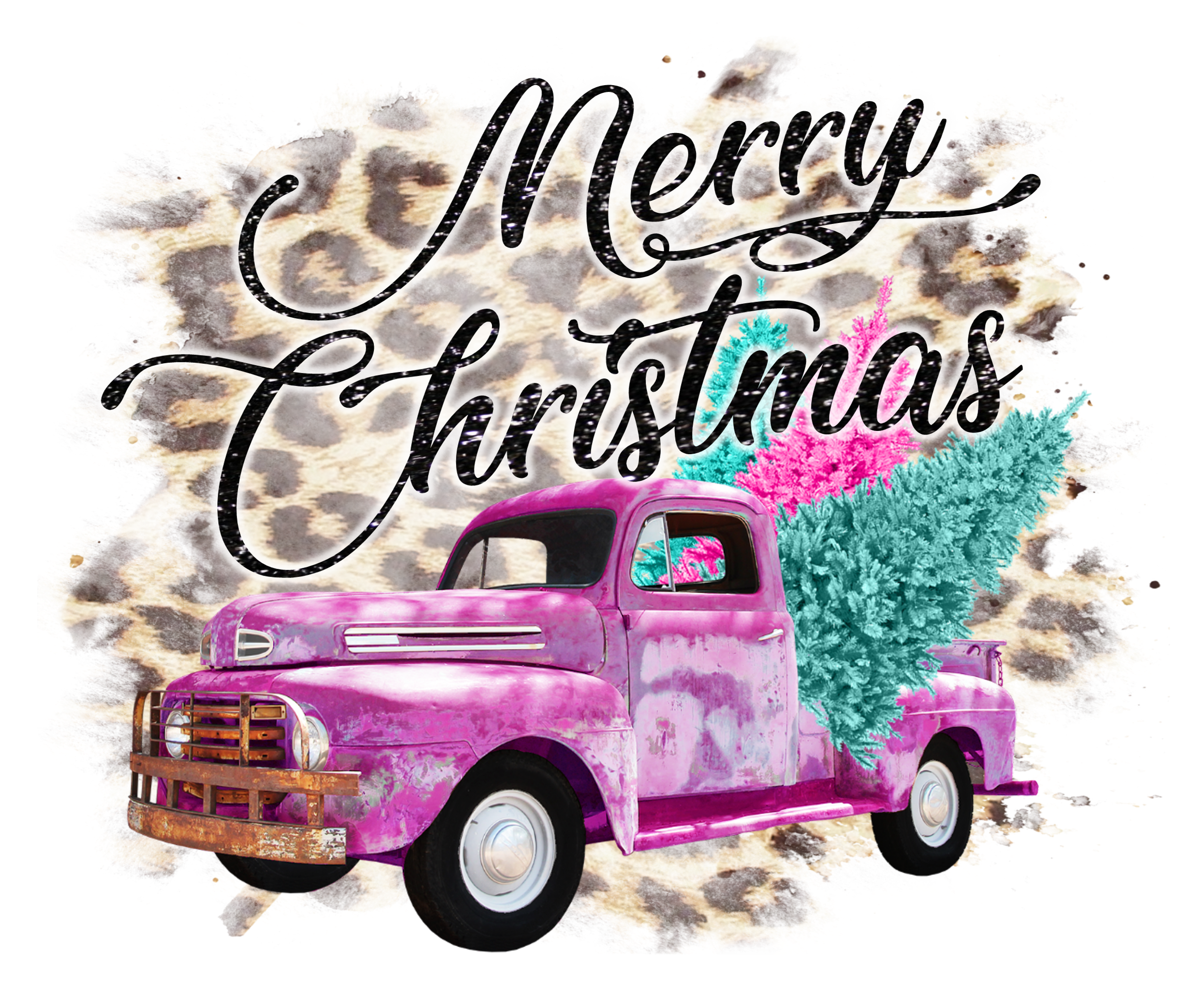 Sublimation Prints - Merry Christmas Pink Truck - The Vinyl Haus