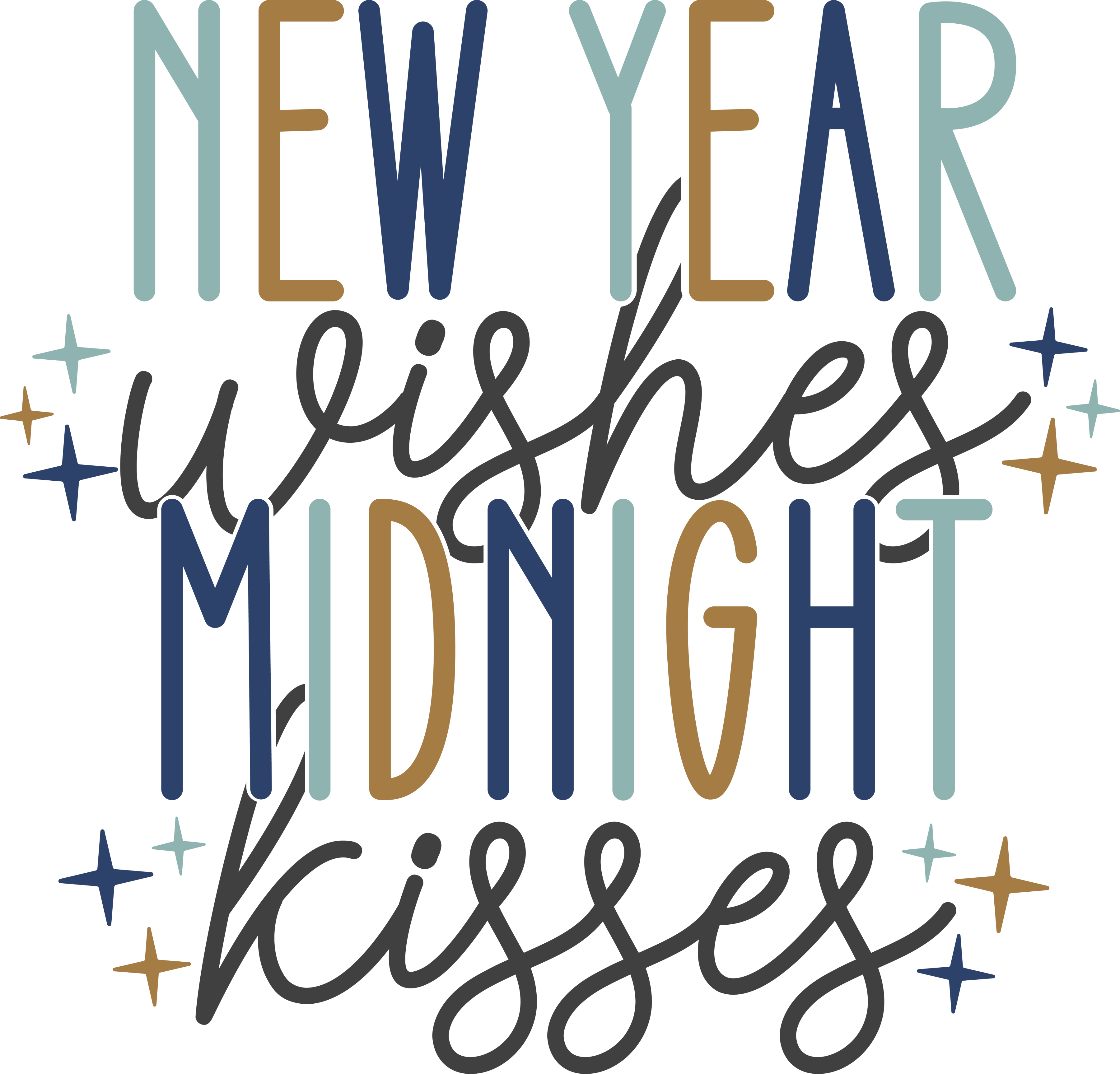 HTV Prints - New Year Wishes Midnight Kisses - The Vinyl Haus