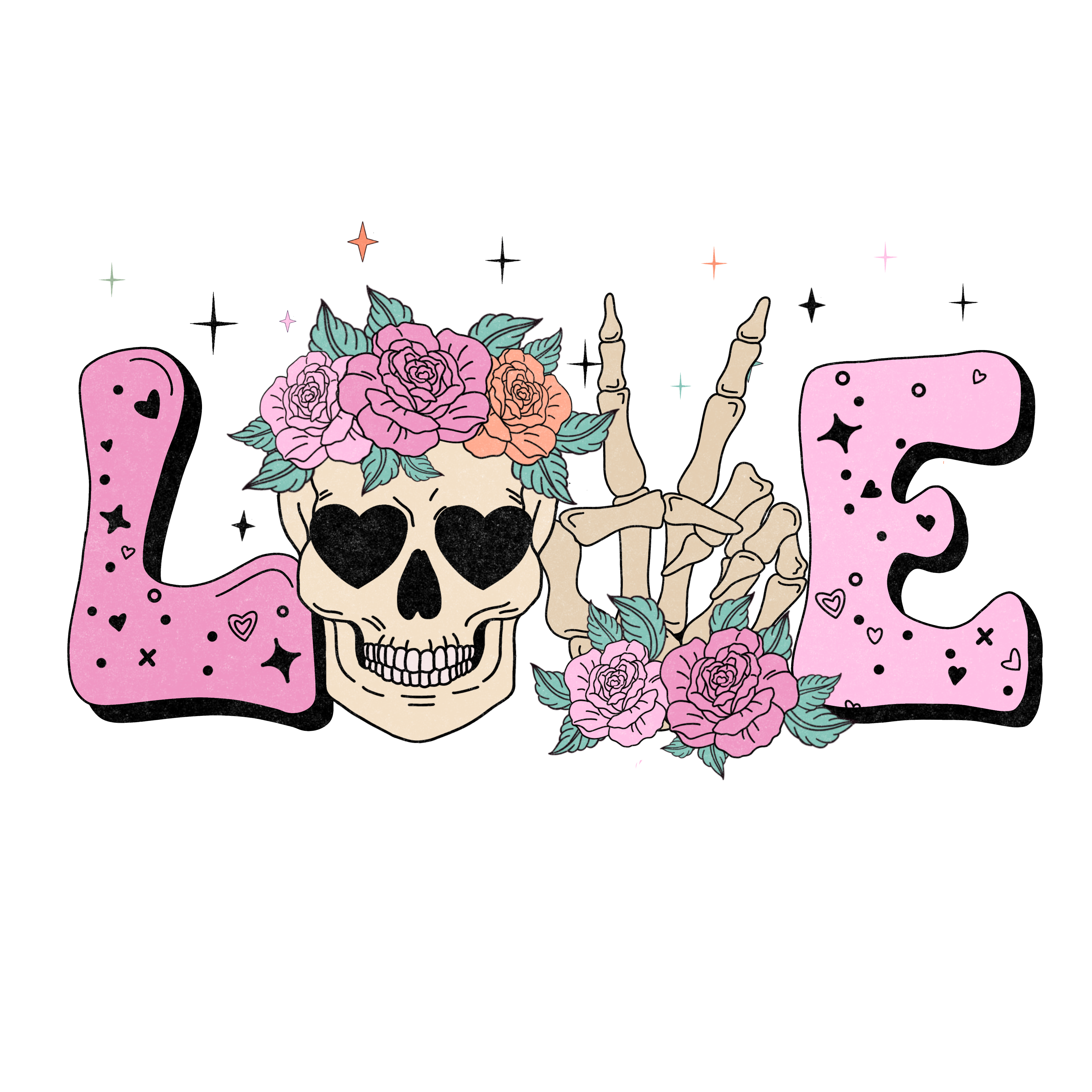 Sublimation Prints - LOVE Skull - The Vinyl Haus