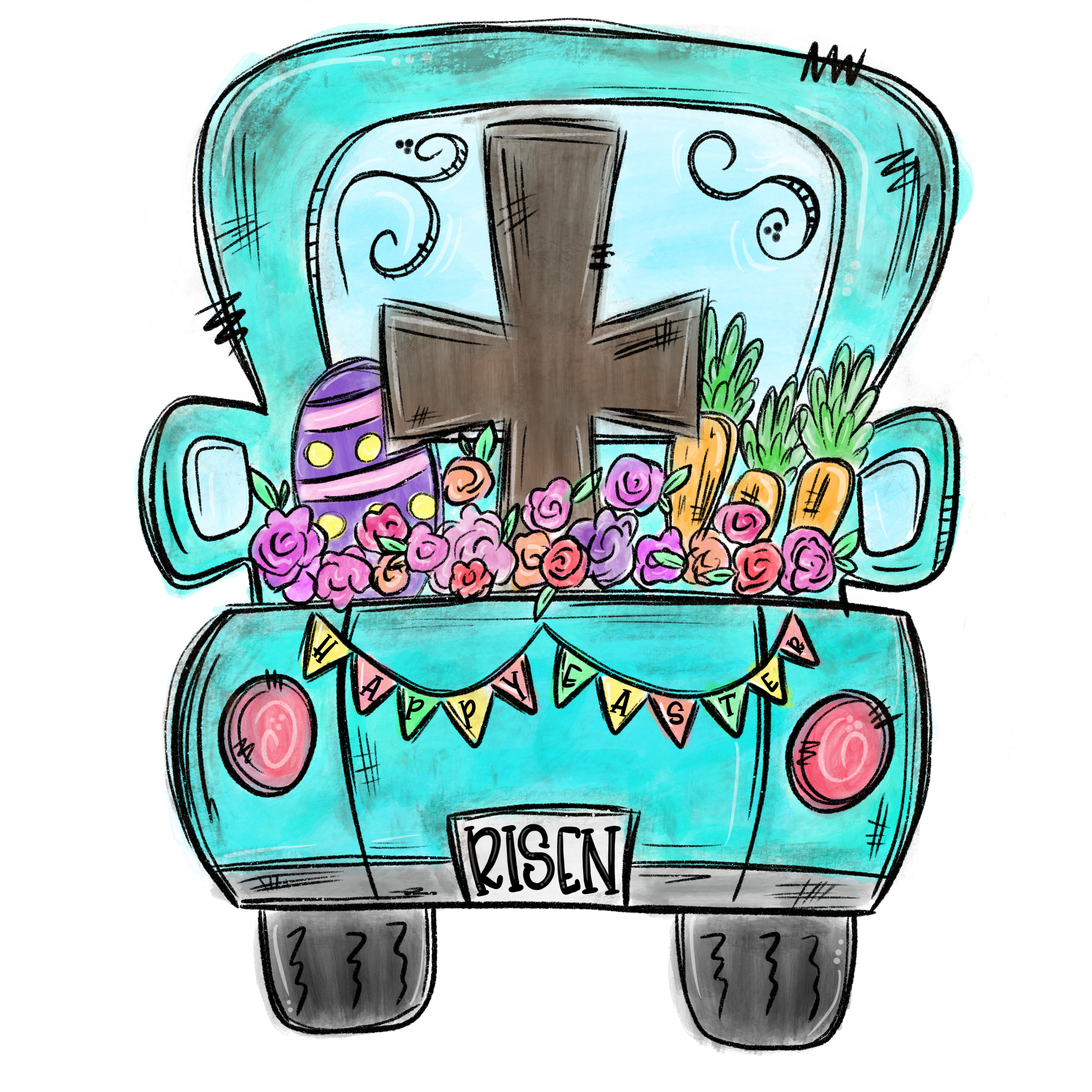 Sublimation Prints - He Is Risen Easter Truck - The Vinyl Haus