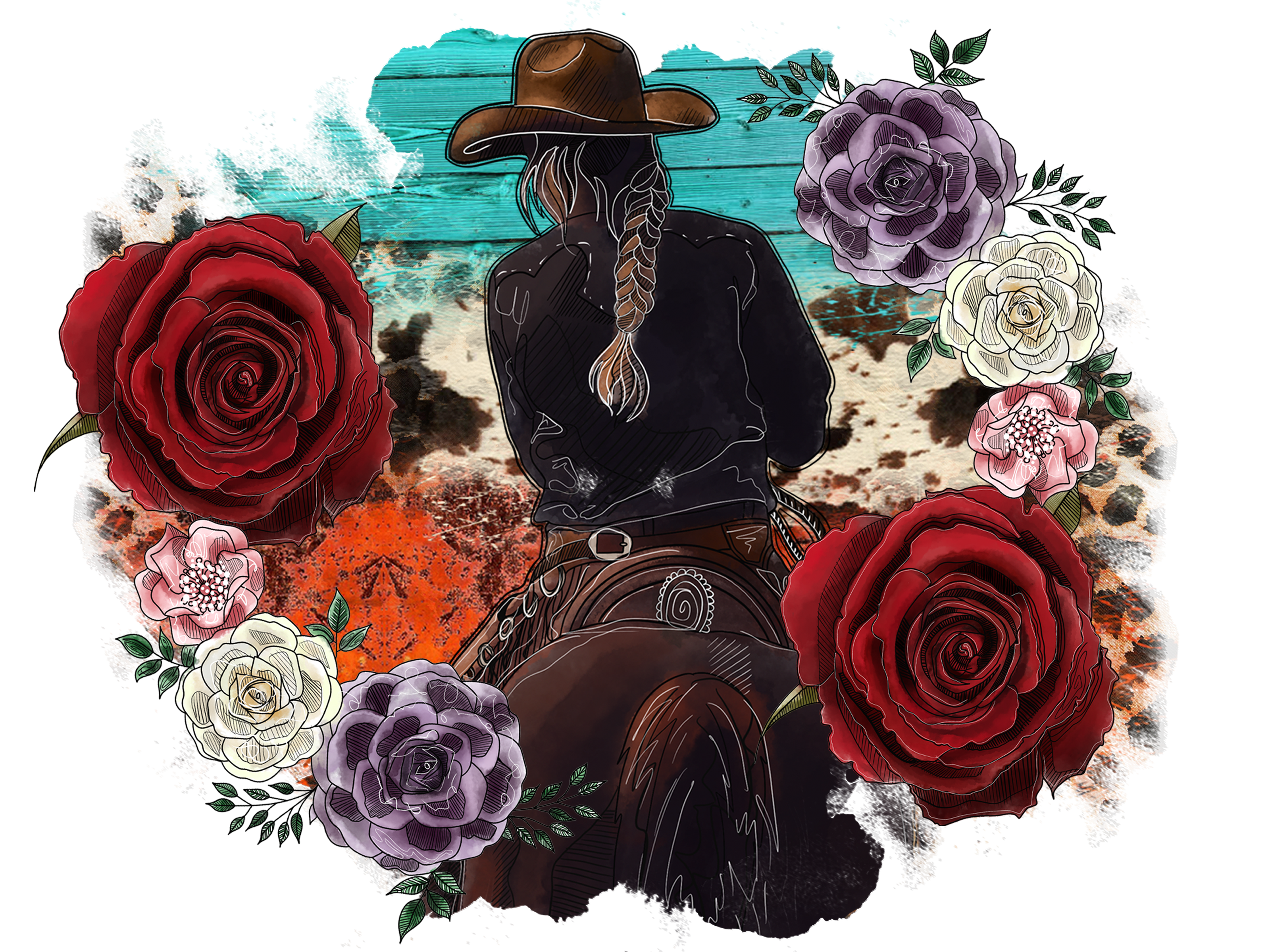 HTV Prints - Cowgirl and Roses - The Vinyl Haus
