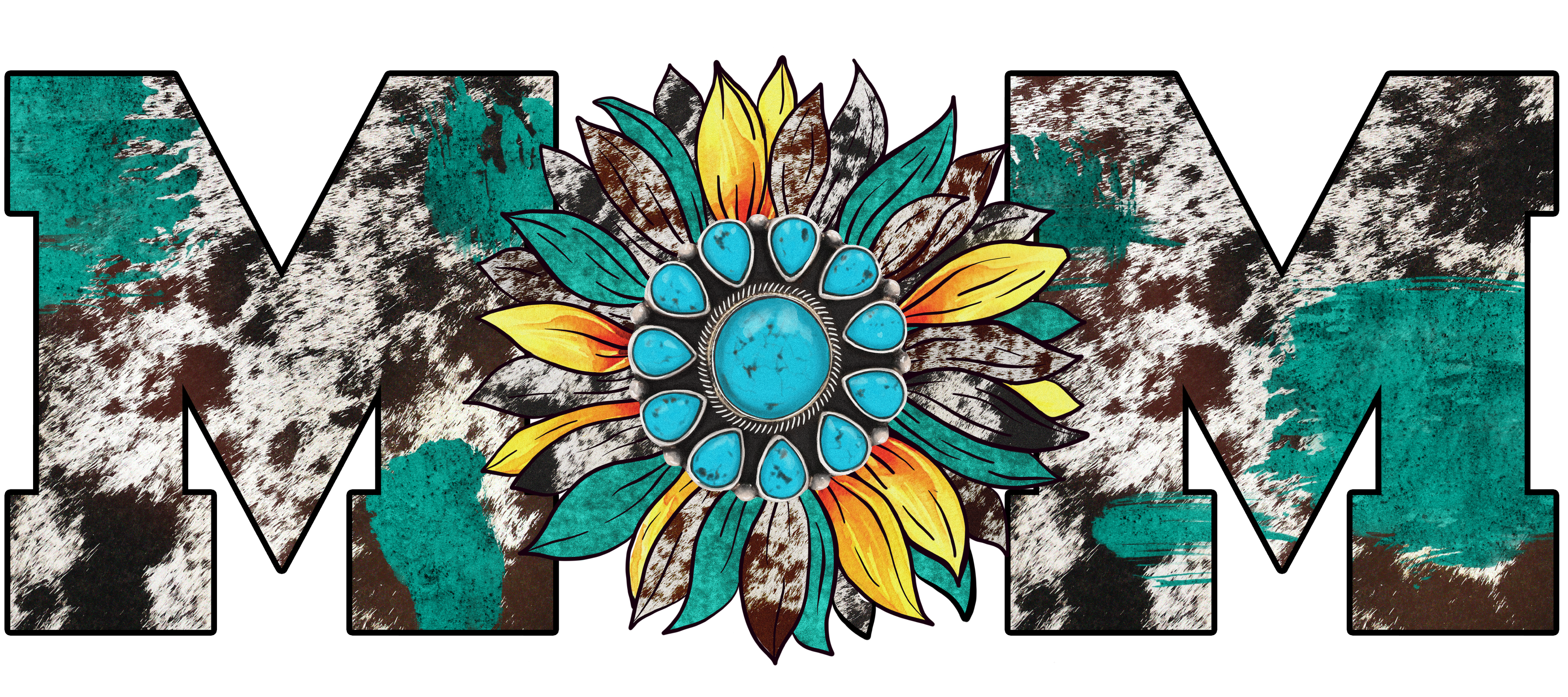 Sublimation Prints - Turquoise Cowhide MOM - The Vinyl Haus