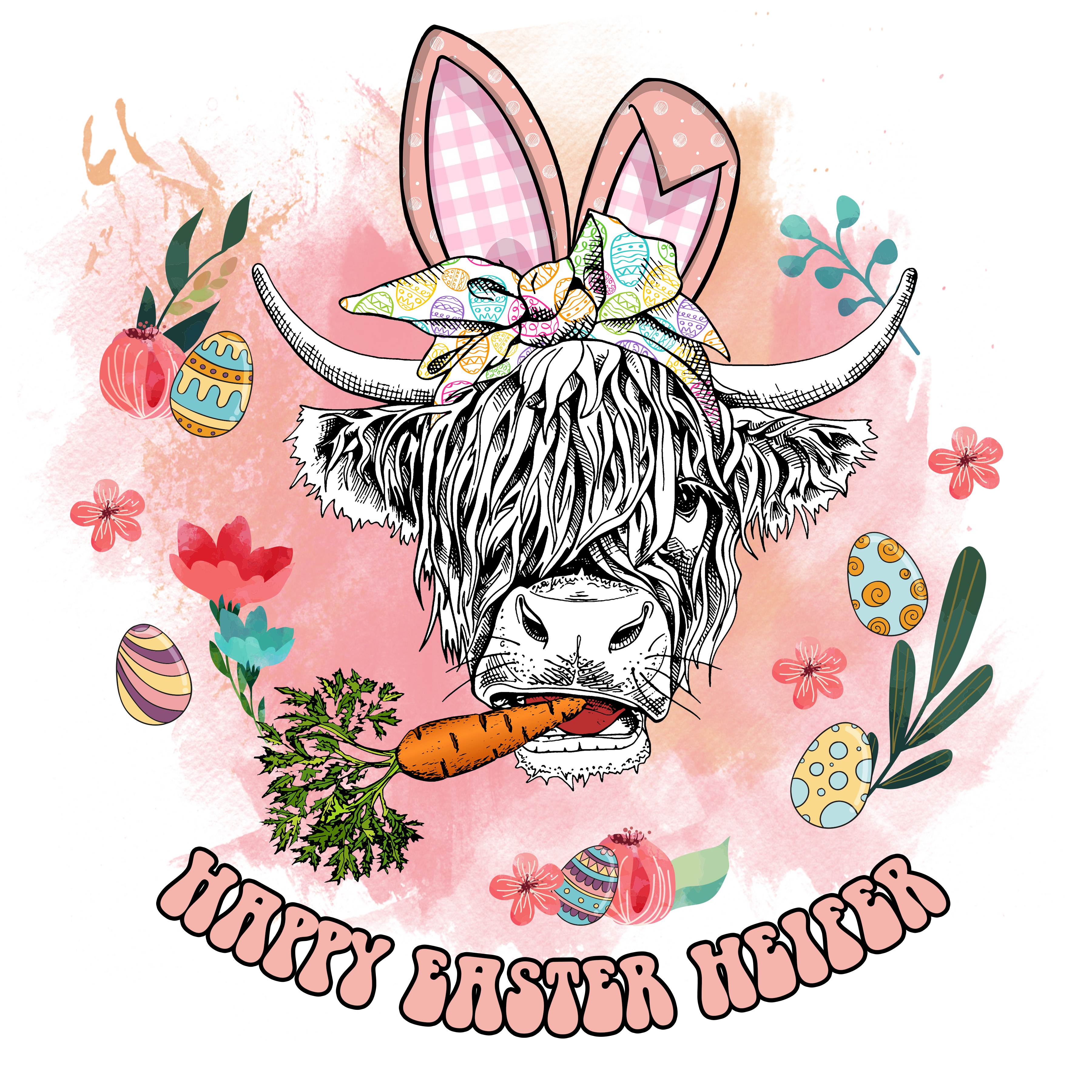 Sublimation Prints - Happy Easter Heifer - The Vinyl Haus