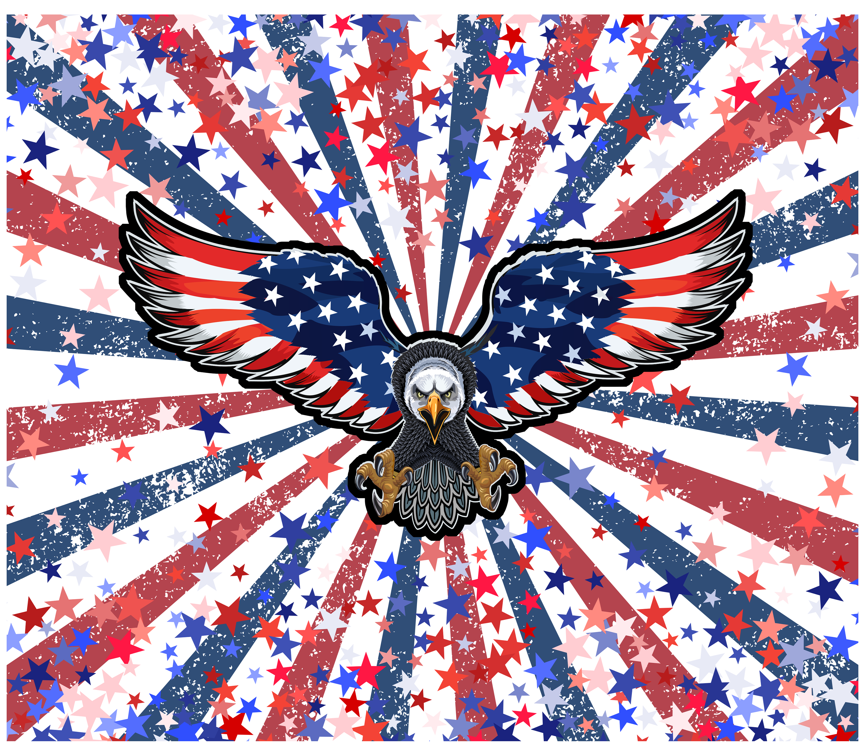 Sublimation Tumbler Wrap -4th of July Burst With Eagle - The Vinyl Haus