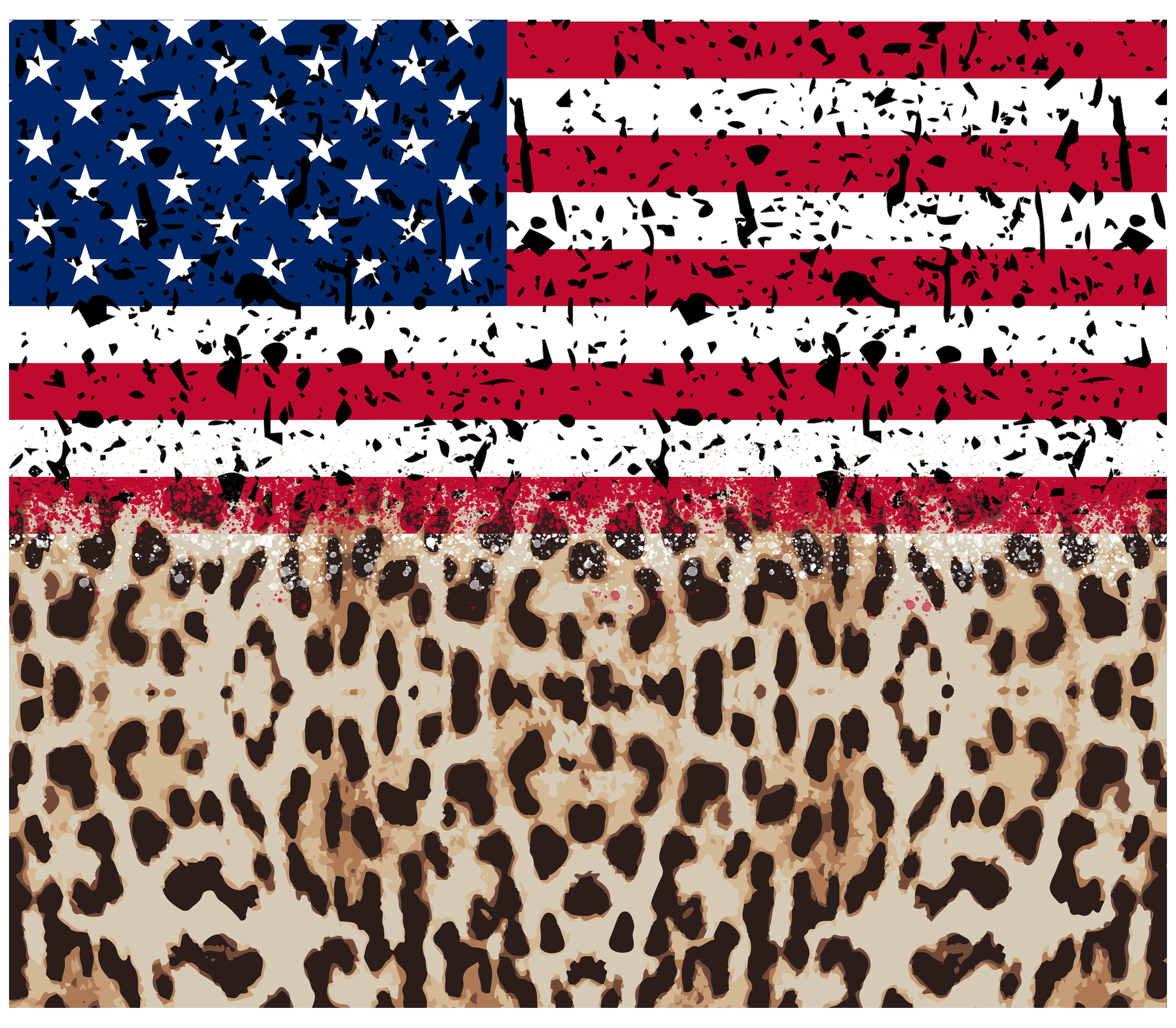 Sublimation Tumbler Wrap - 4th of July Leopard and Flag - The Vinyl Haus