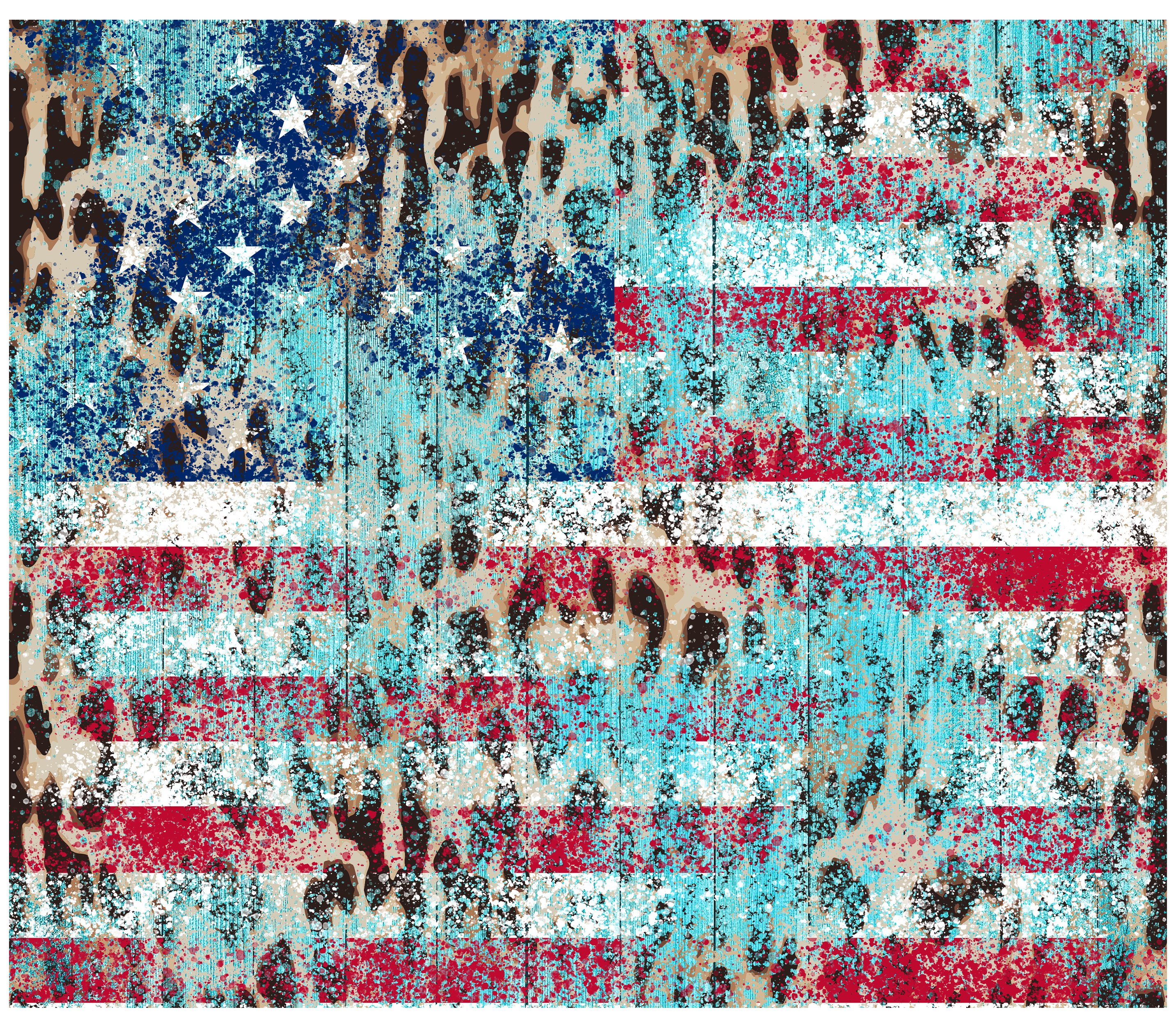 Sublimation Tumbler Wrap - 4th of July Distressed Flag and Leopard Woodgrain - The Vinyl Haus