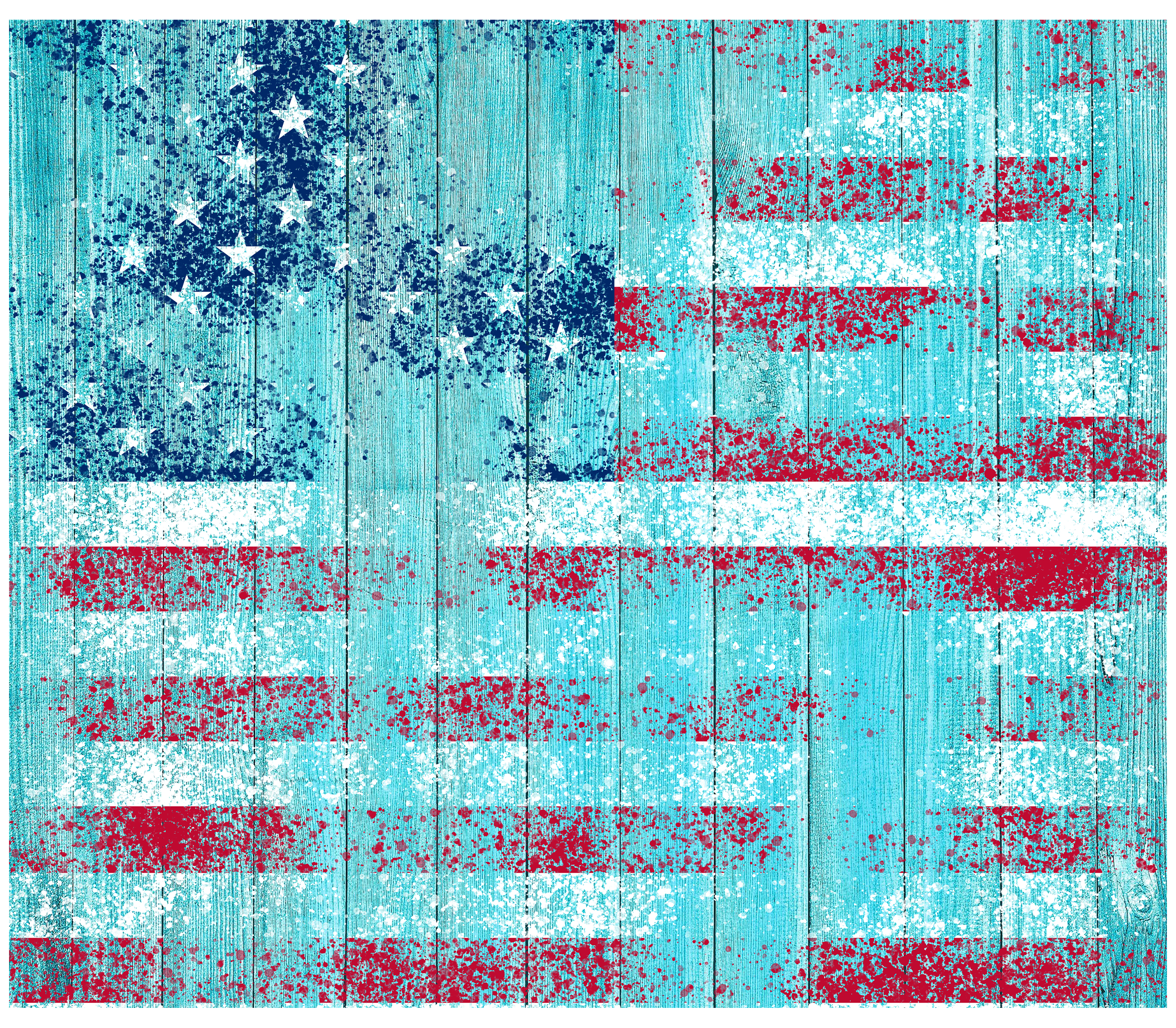 Sublimation Tumbler Wrap - 4th of July Distressed Flag on Woodgrain - The Vinyl Haus