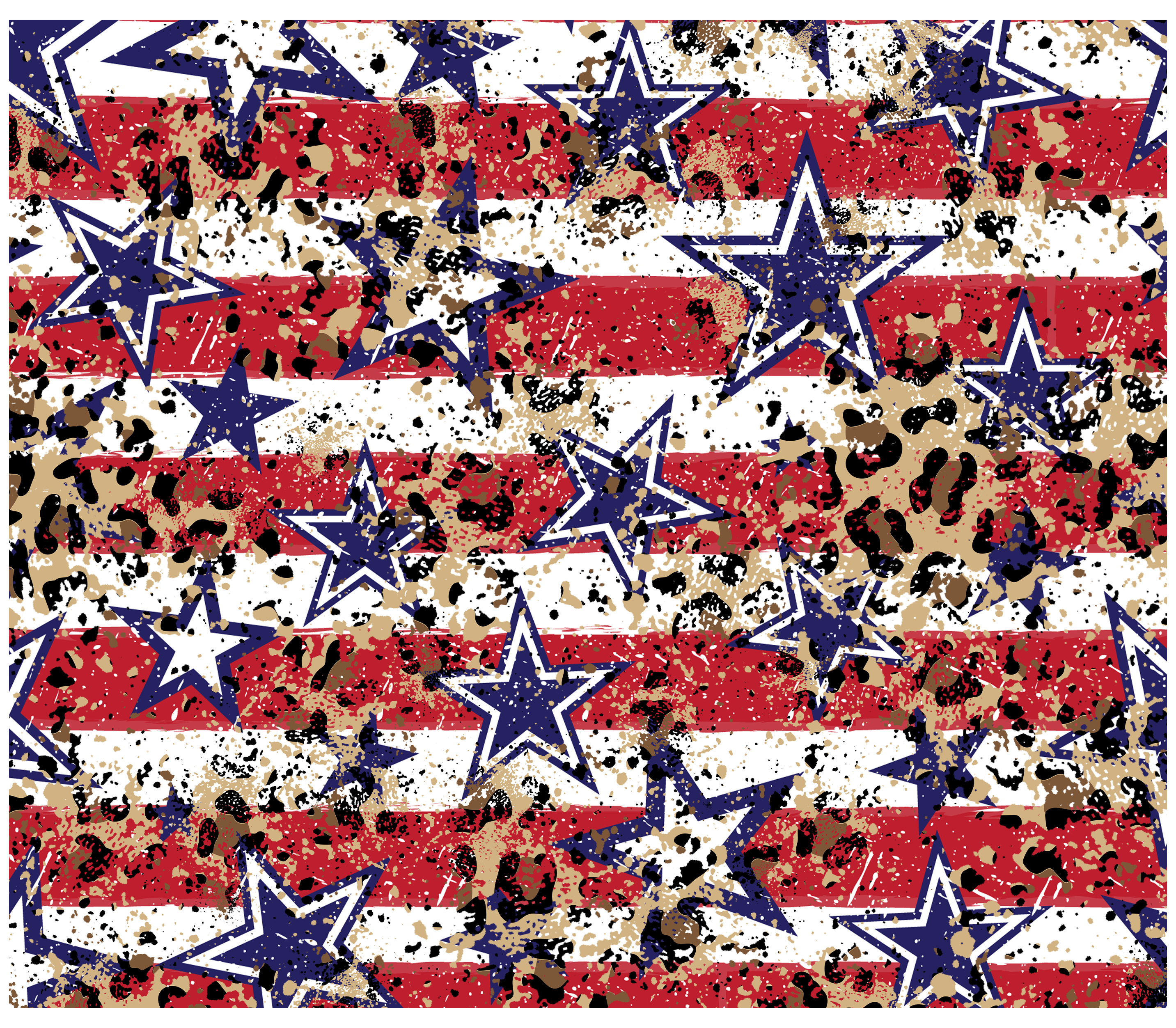 Sublimation Tumbler Wrap - 4th of July Stars and Stripes With Leopard - The Vinyl Haus
