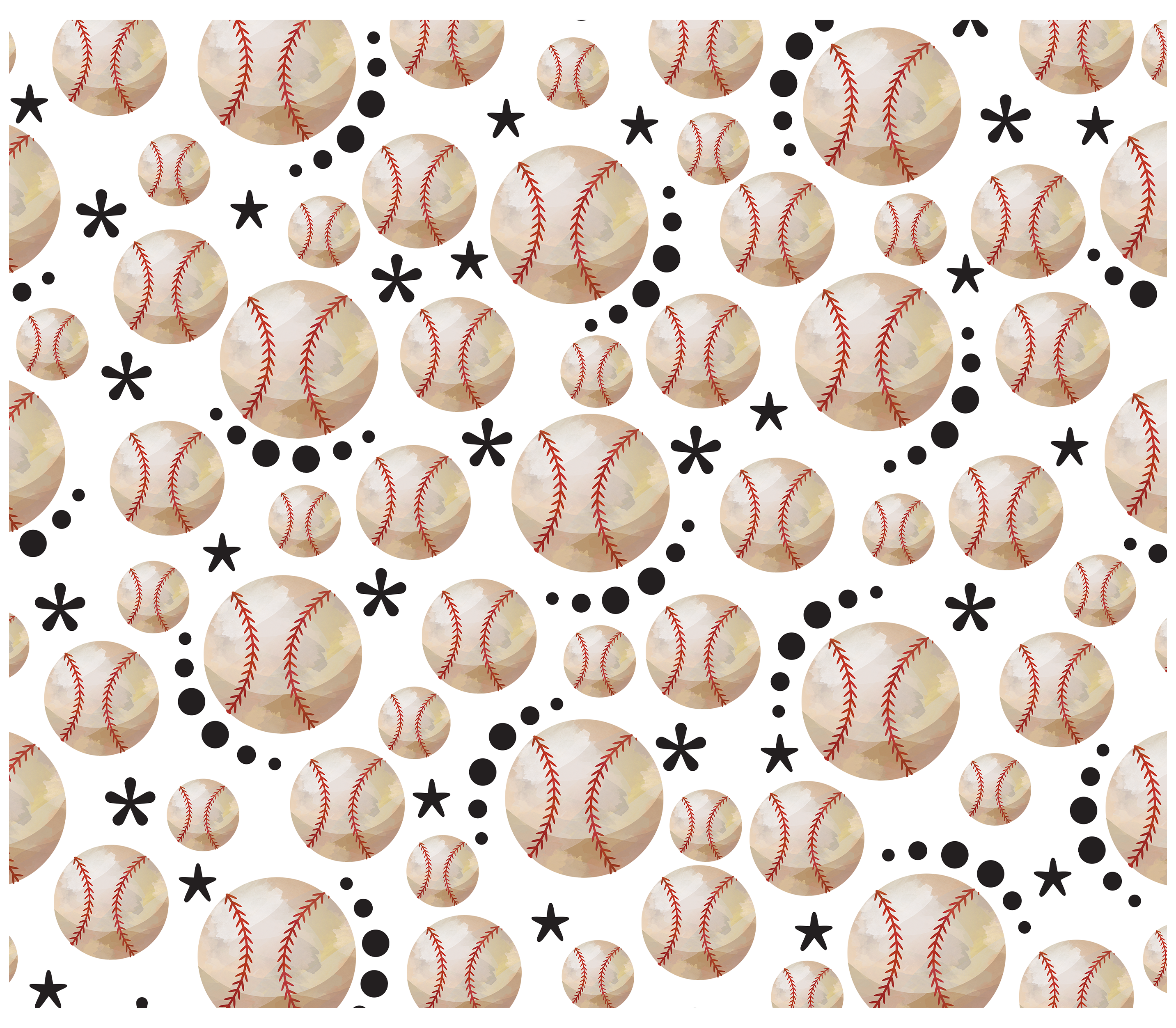 Sublimation Tumbler Wrap - Scattered Baseballs - The Vinyl Haus