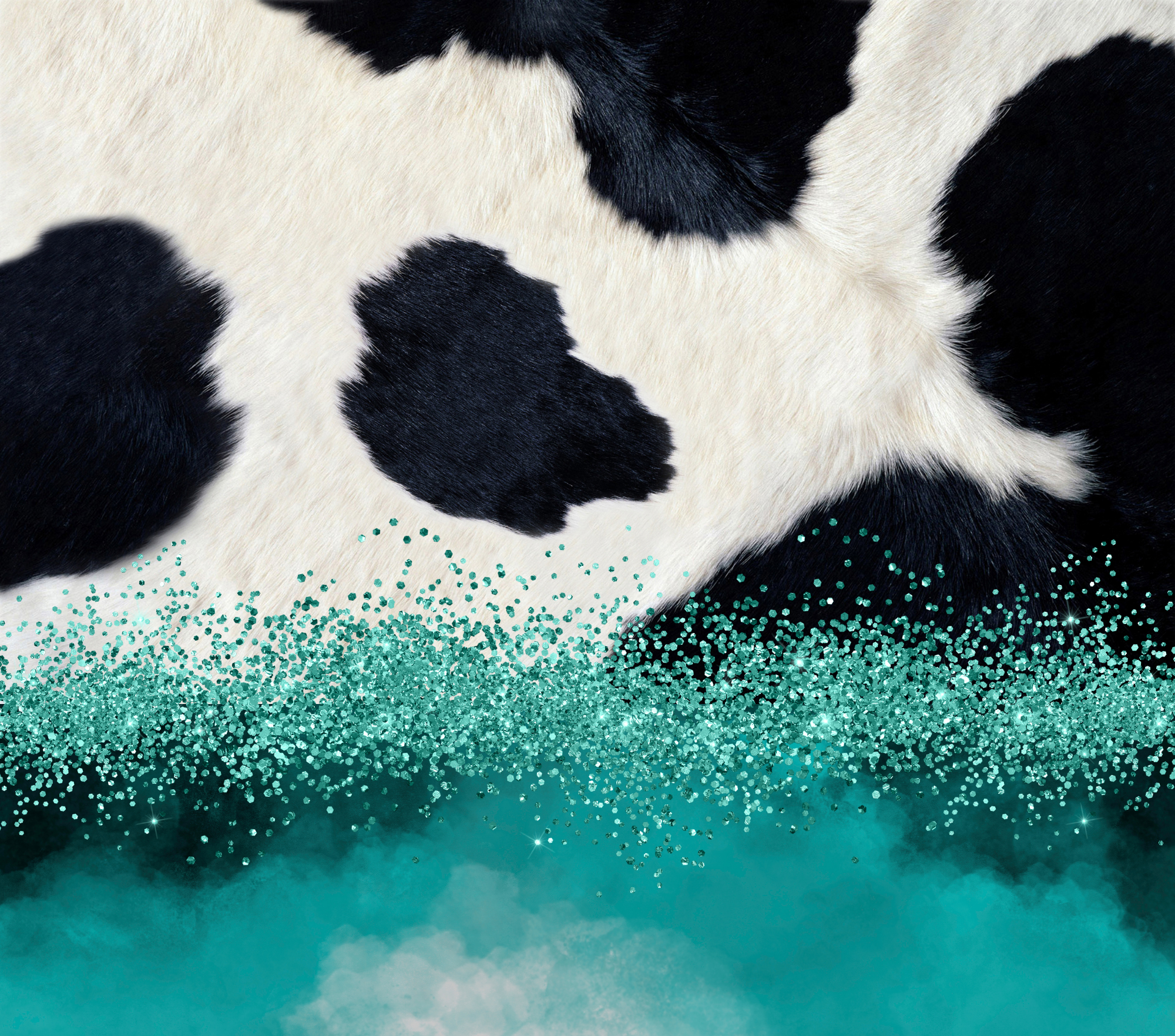 Sublimation Tumbler Wrap - Cow Print and Turquoise - The Vinyl Haus