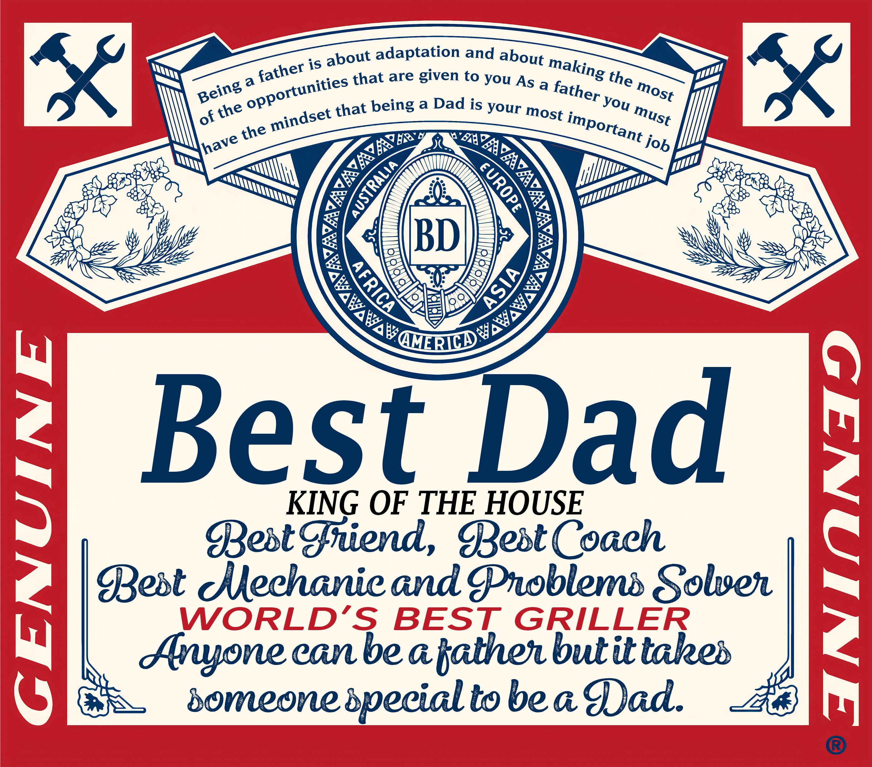 Sublimation Tumbler Wrap - Best Dad King of the House - The Vinyl Haus