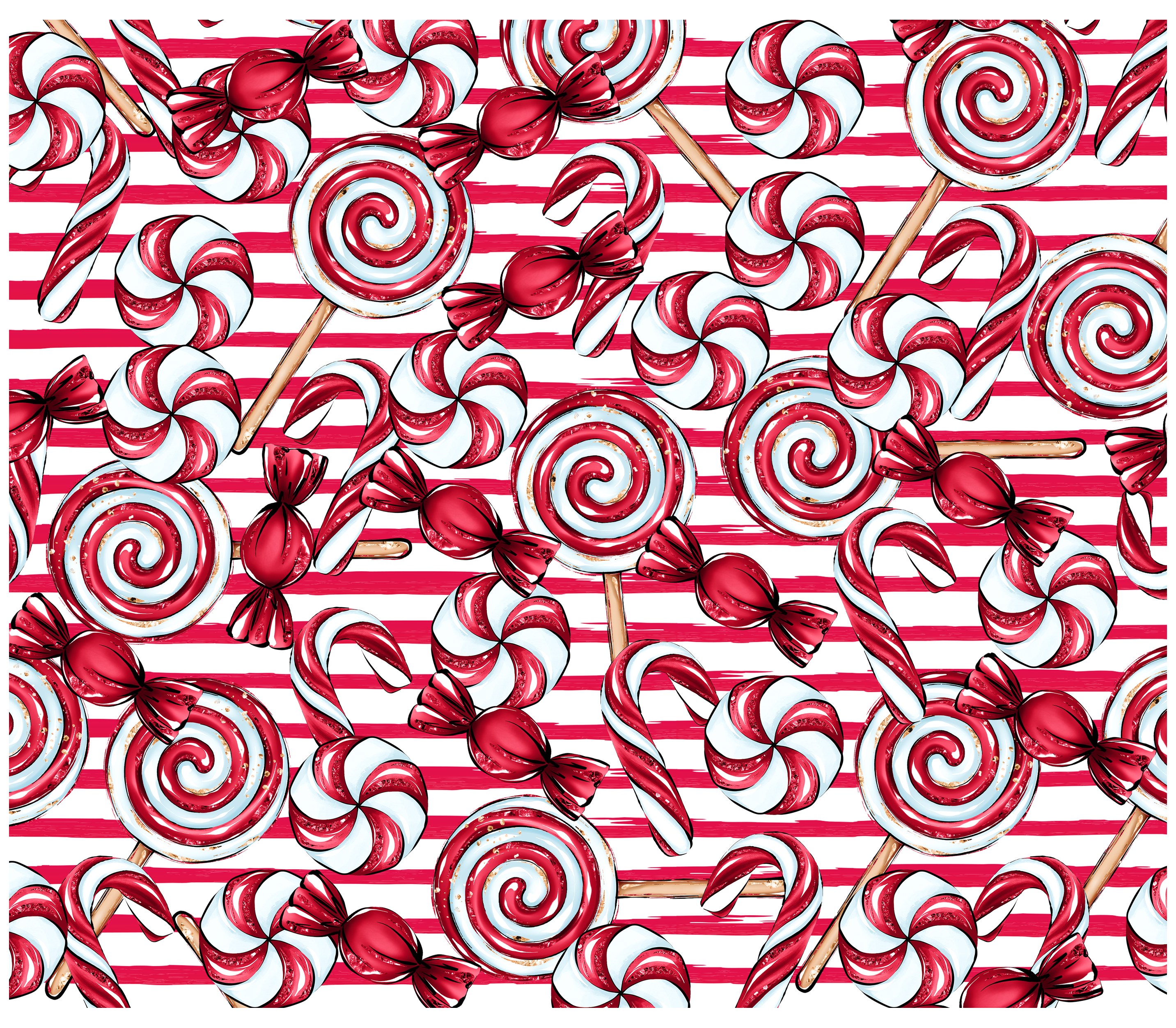 Sublimation Tumbler Wrap - Candy Cane Stripes - The Vinyl Haus