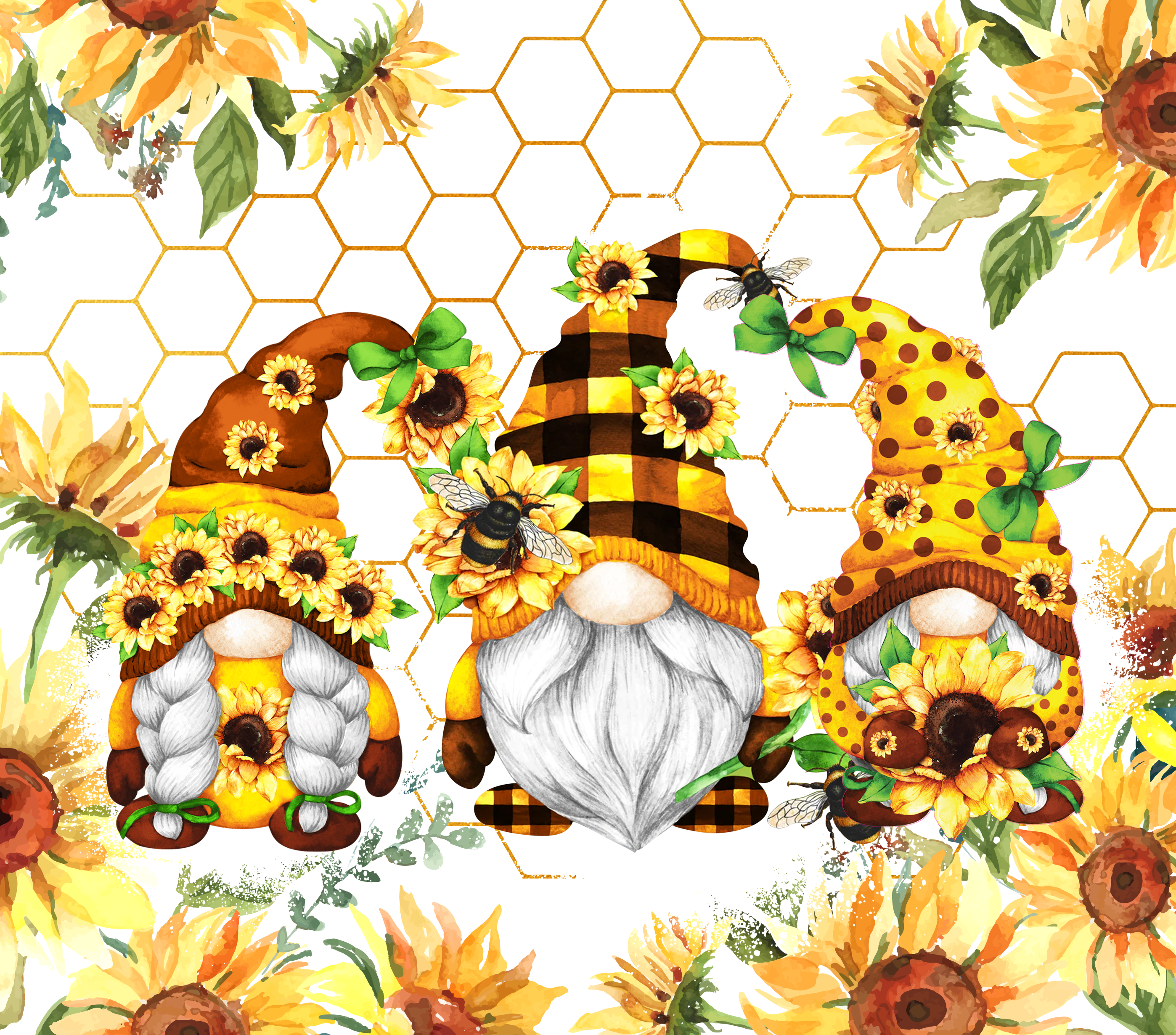 Sublimation Tumbler Wrap - Sunflower Gnomes - The Vinyl Haus