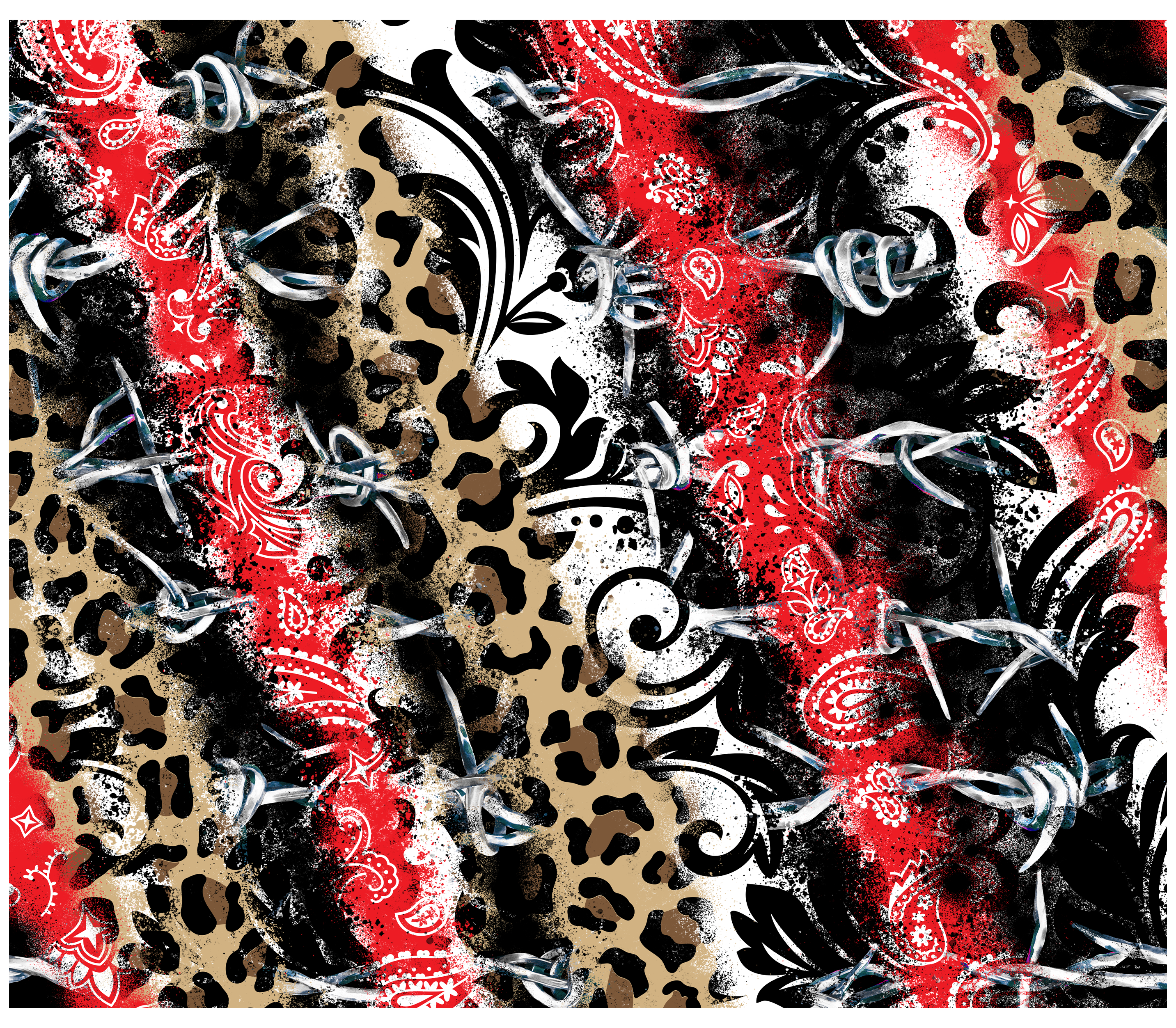 Sublimation Tumbler Wrap - Bandana Leopard Stripes - The Vinyl Haus