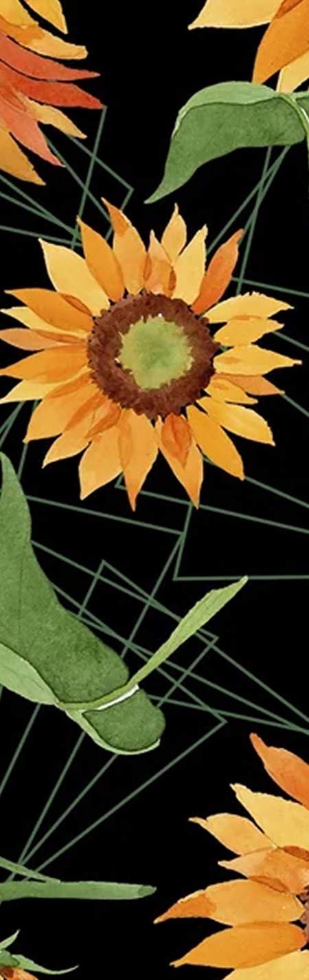 Sunflower on Black Background Pen Wrap 1.5 x 5 - The Vinyl Haus